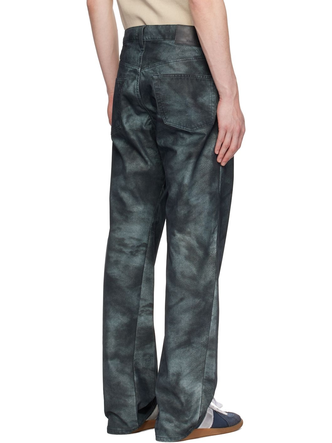 Navy Straight Twist Faux-Nubuck Trousers - 3
