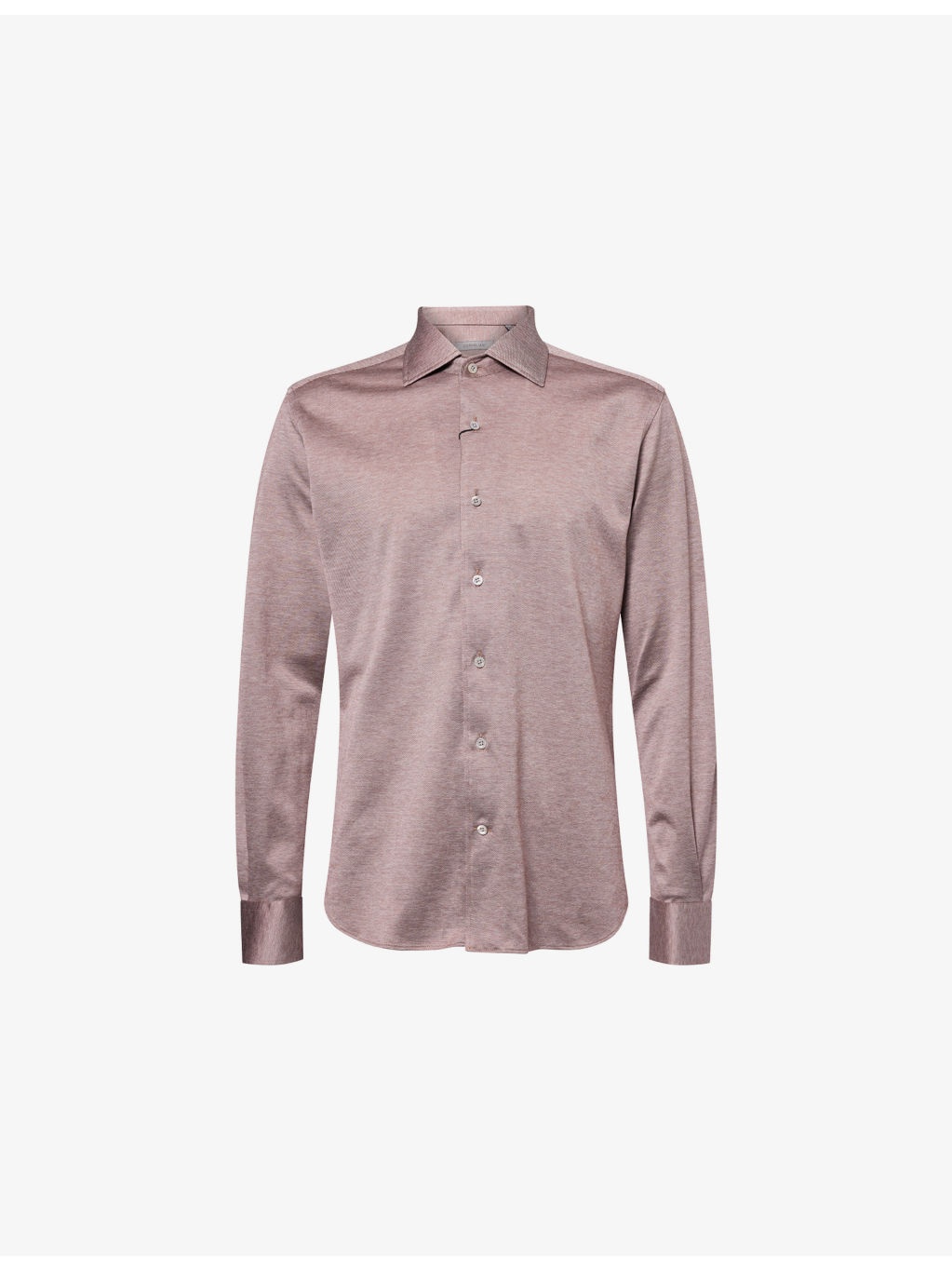 Pointed-Collar Long-Sleeve Jersey Shirt - 1