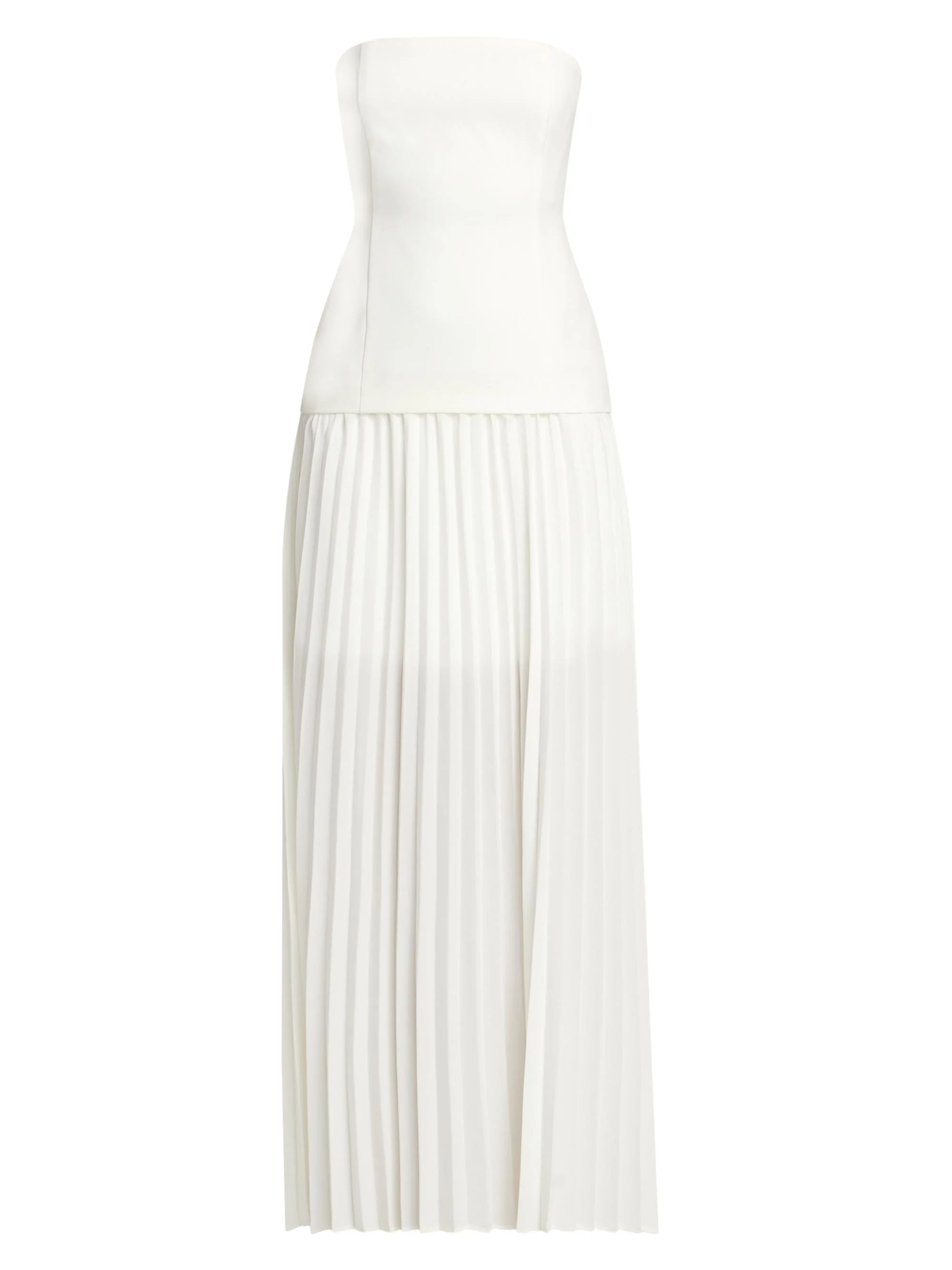 Women's Cody Crepe Strapless Pleated Maxi Dress - White - 1