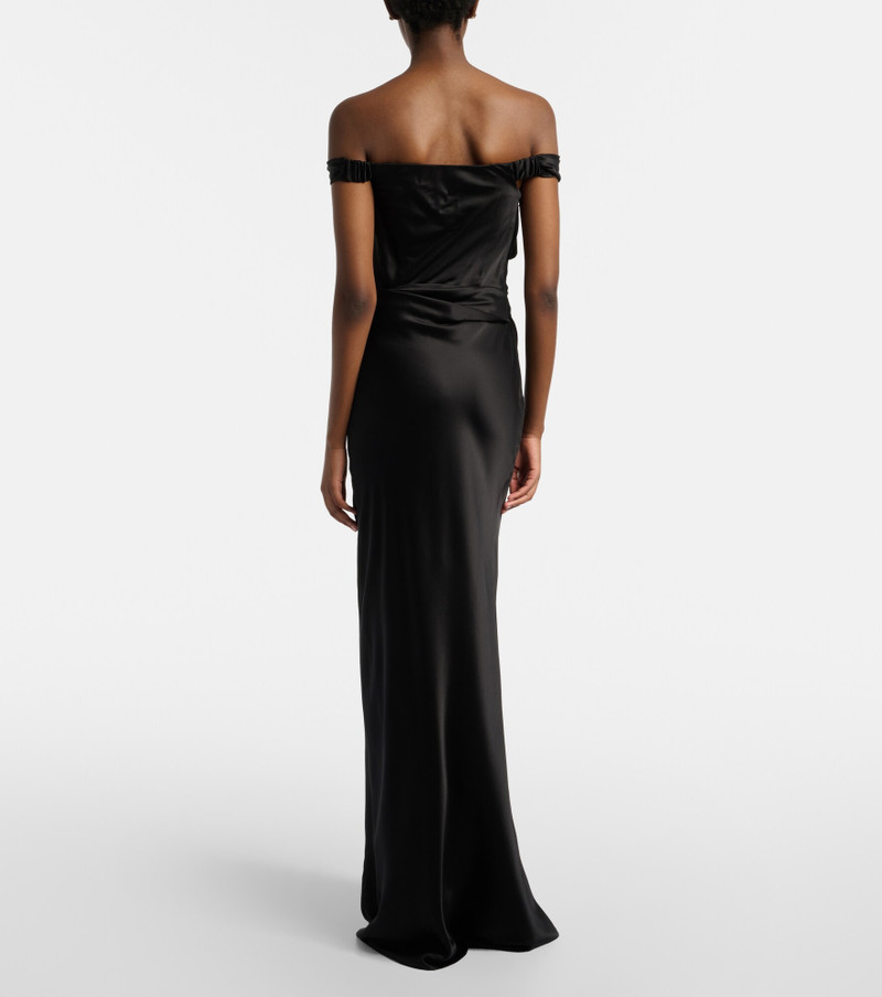 Bardot off-shoulder silk charmeuse gown 6