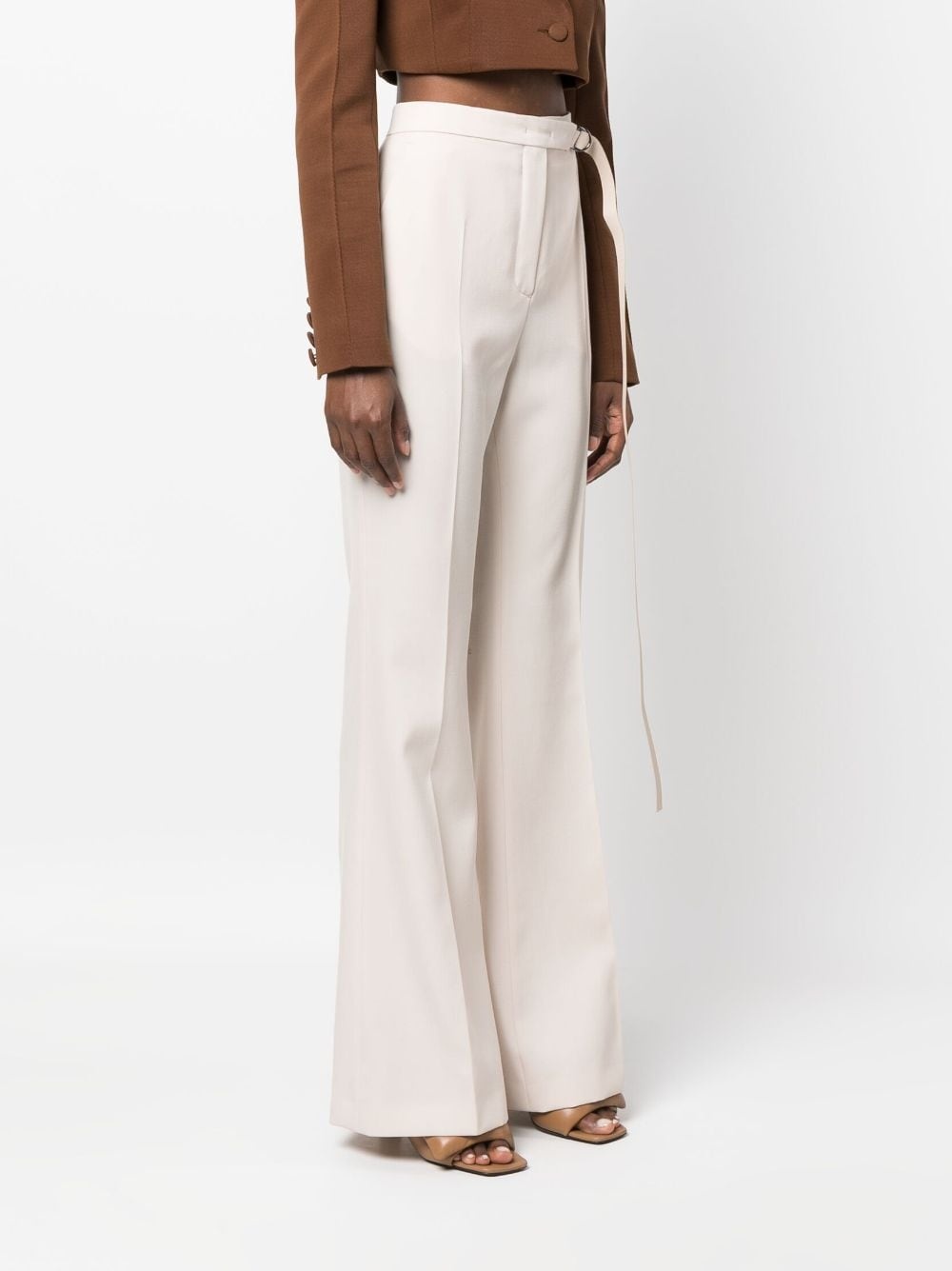 high-waisted wool flared trousers - 3