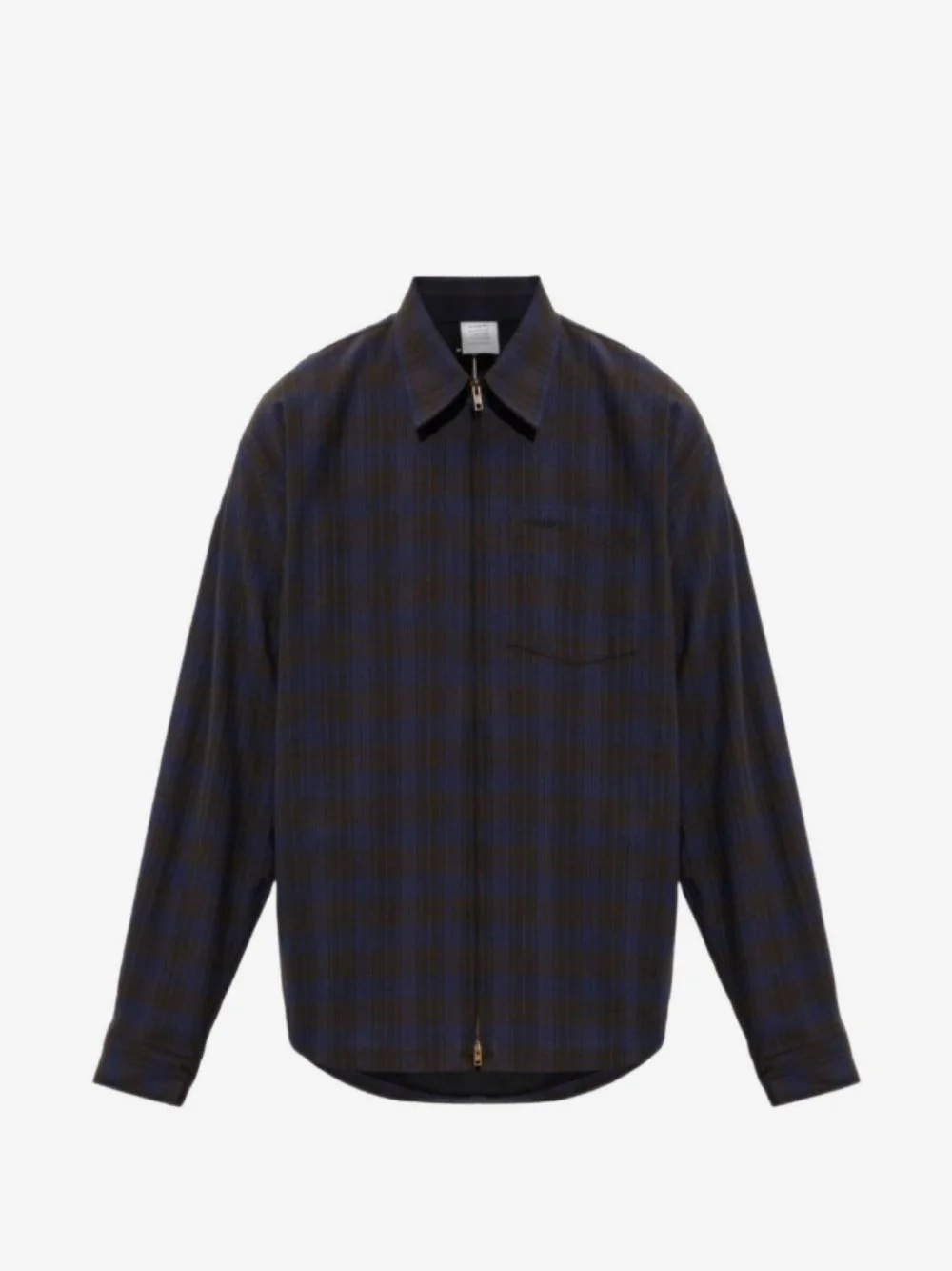 checked zip-up shirt - 1