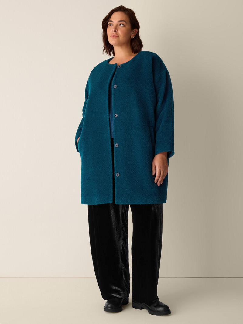 Fine Wool Alpaca Round Neck Coat 6
