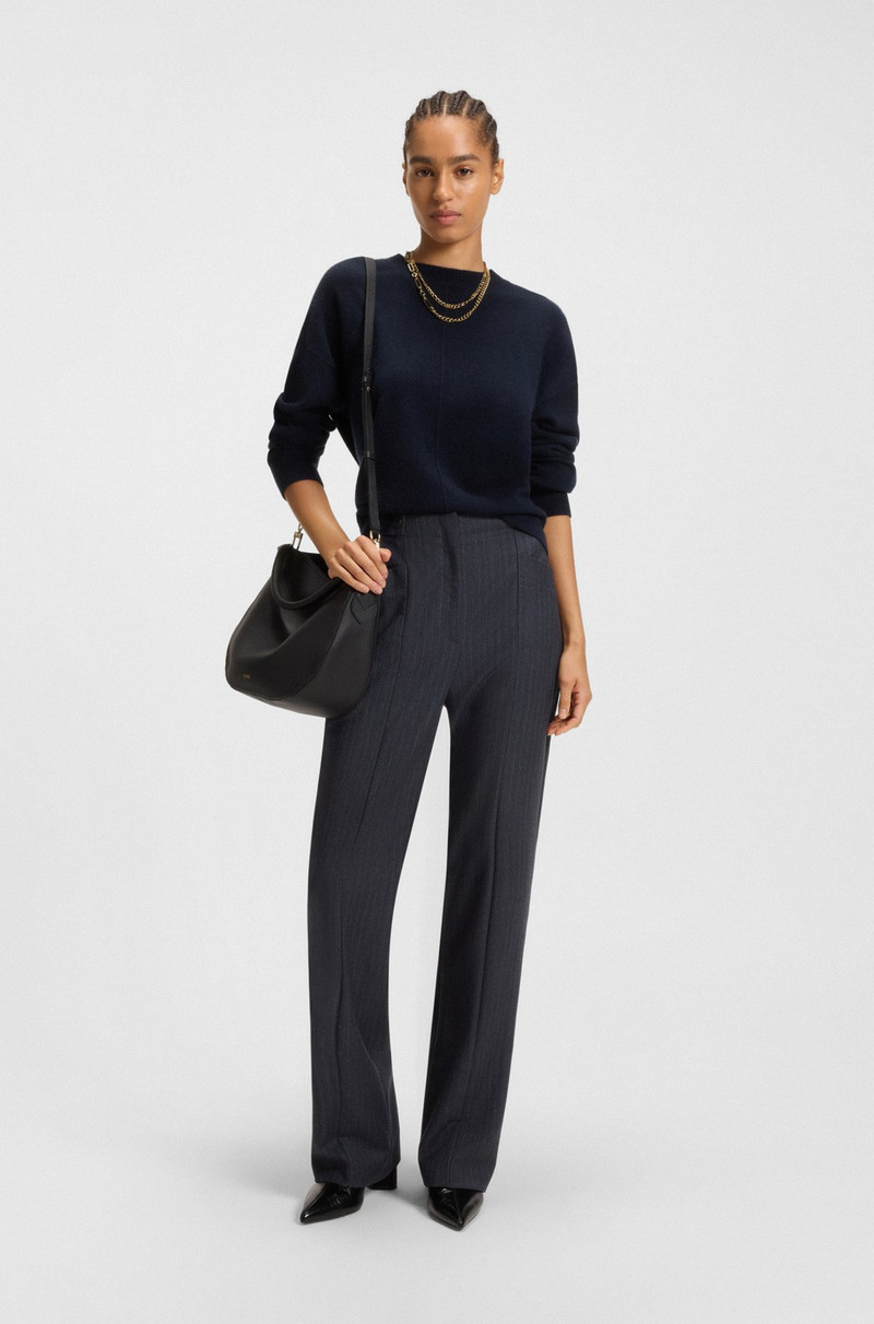 BOSS REGULAR-FIT BOOTCUT PANTS IN PATTERNED VIRGIN WOOL outlook