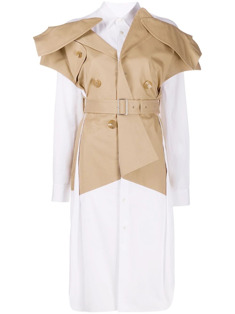 layered trench-style longline shirt - 1