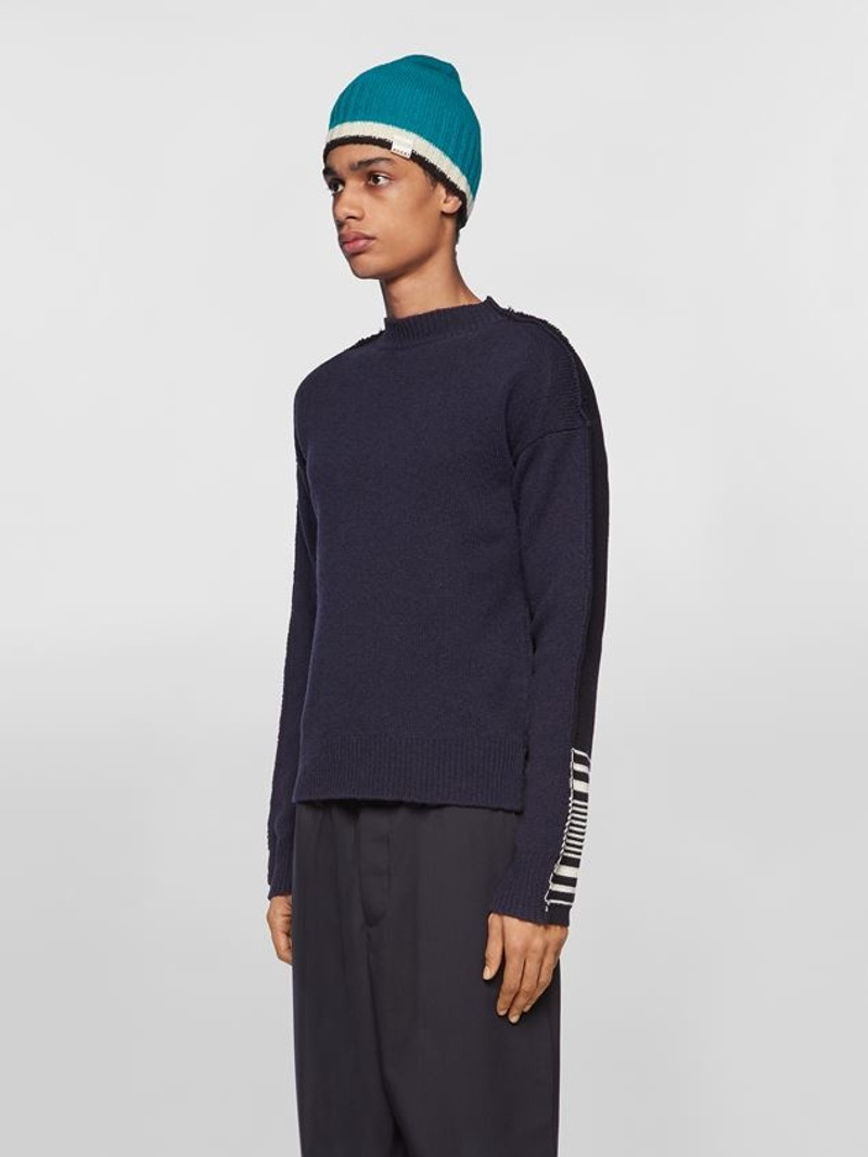 Marni MIXED VIRGIN WOOL SWEATER WITH STRIPED PATTERN ON THE BACK outlook