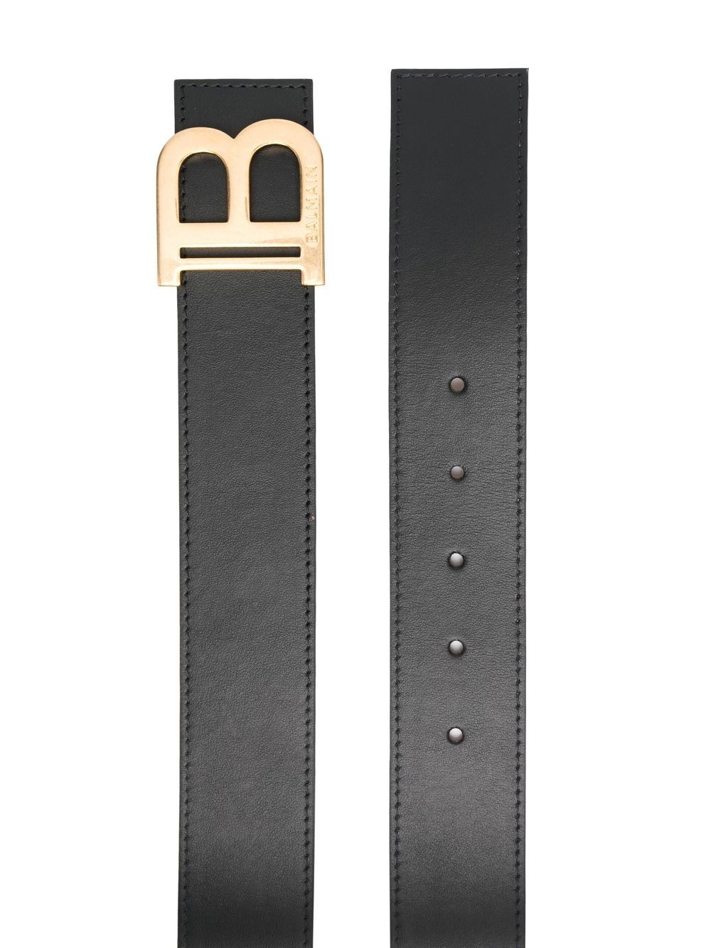 logo-plaque leather belt - 2