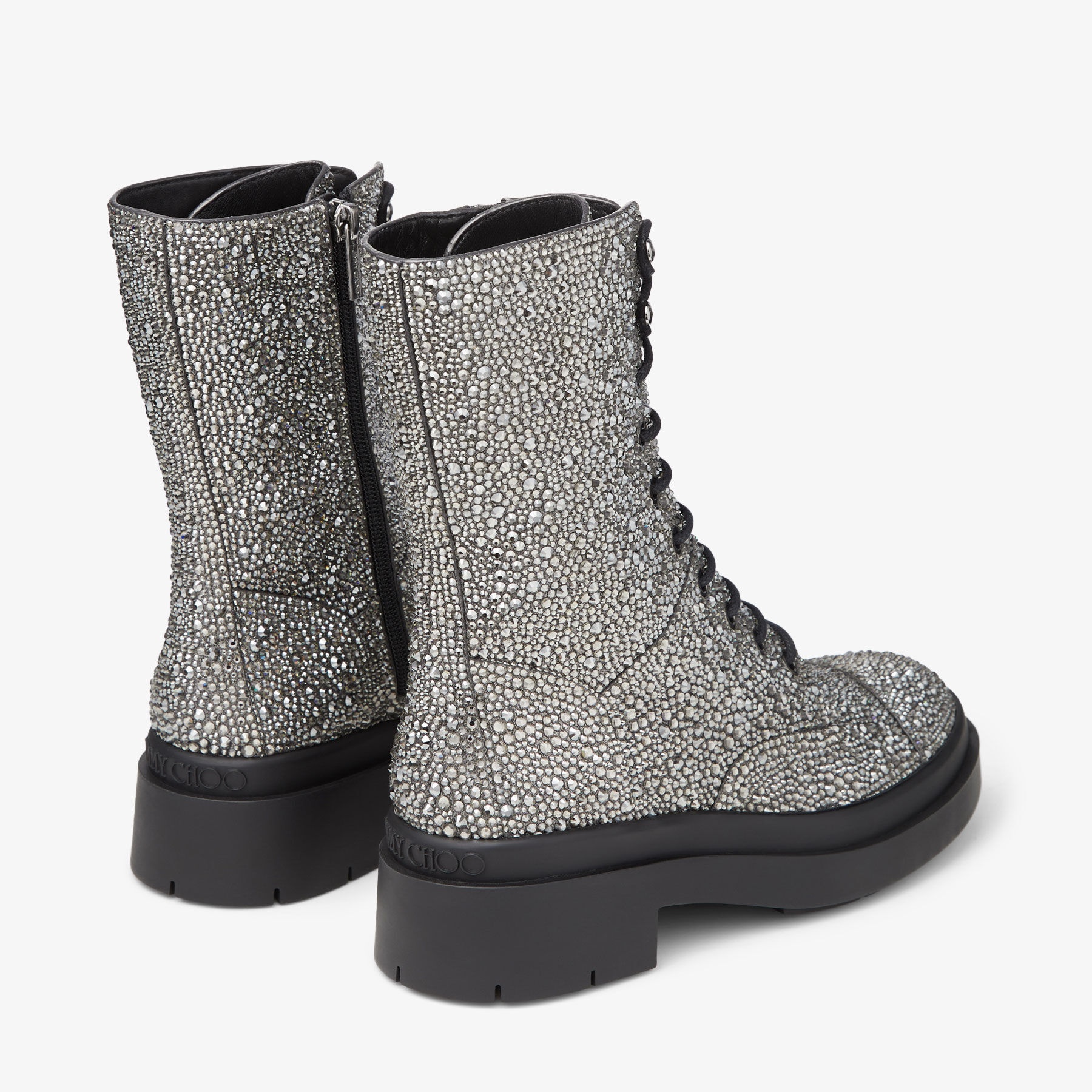 Nari Flat
Black Shimmer Suede Boots with Crystals - 7