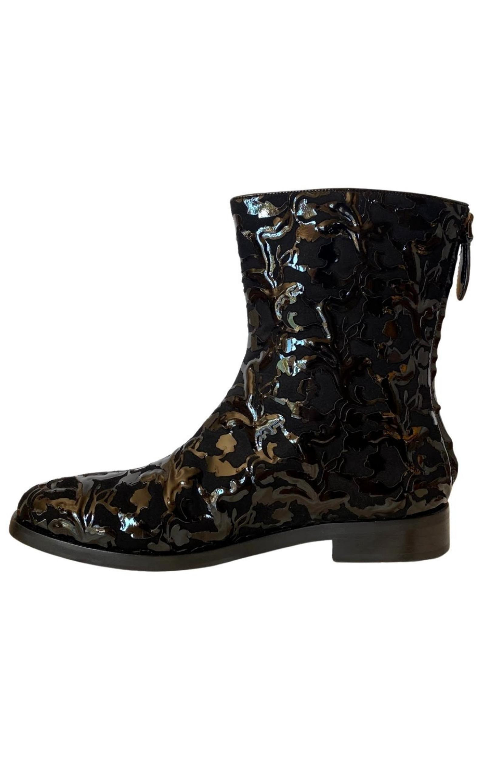 Black Patent Leather Ankle Boots - 2
