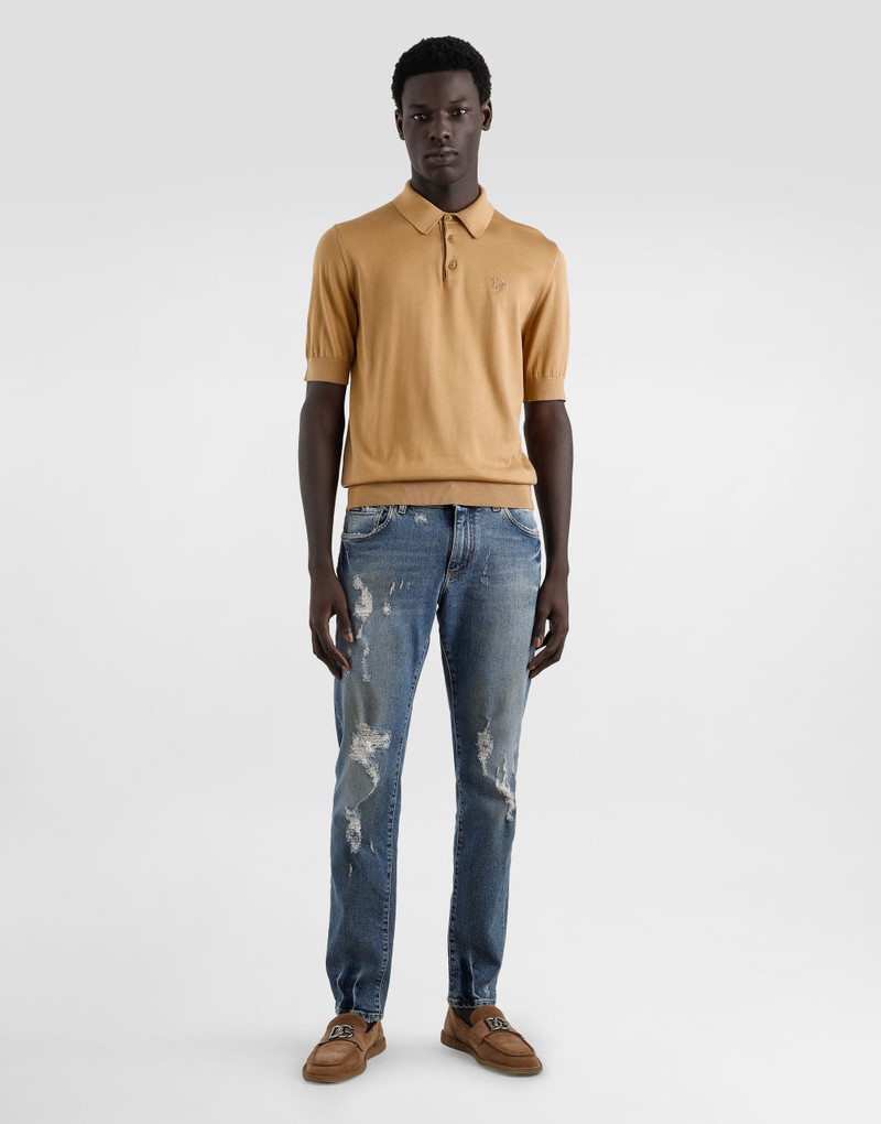 Dolce & Gabbana Silk polo-shirt with logo embroidery outlook