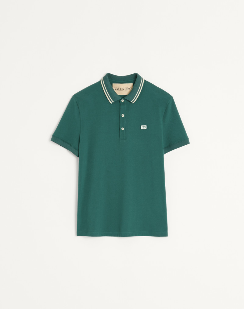COTTON PIQUÉ POLO SHIRT WITH VLOGO PATCH 1