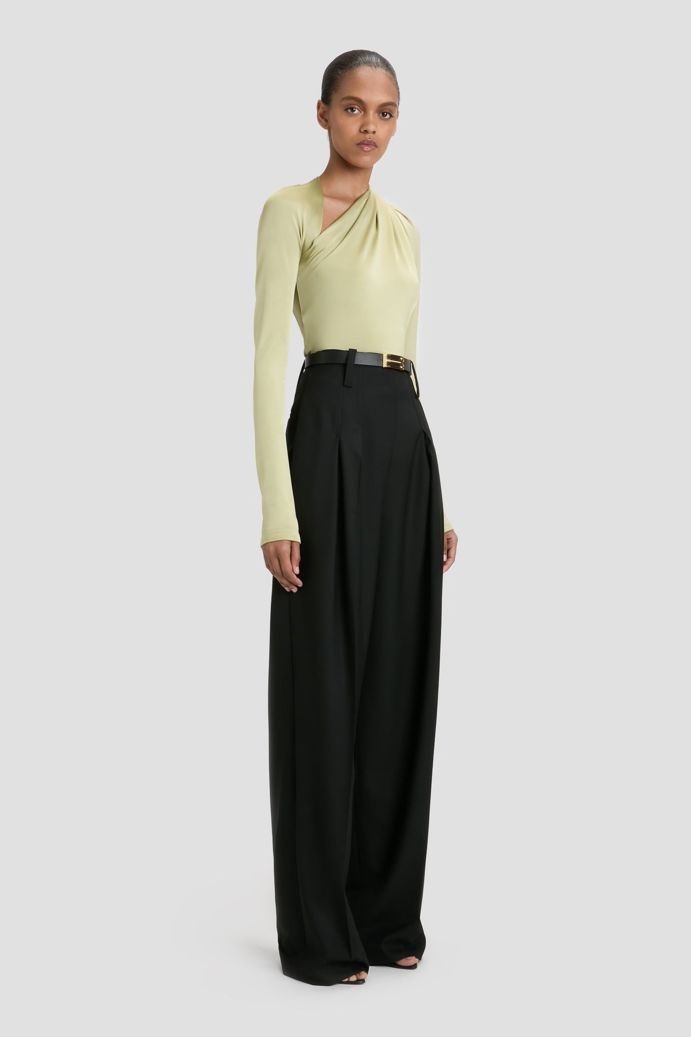 Slash Neck Jersey Top In Pistachio - 4