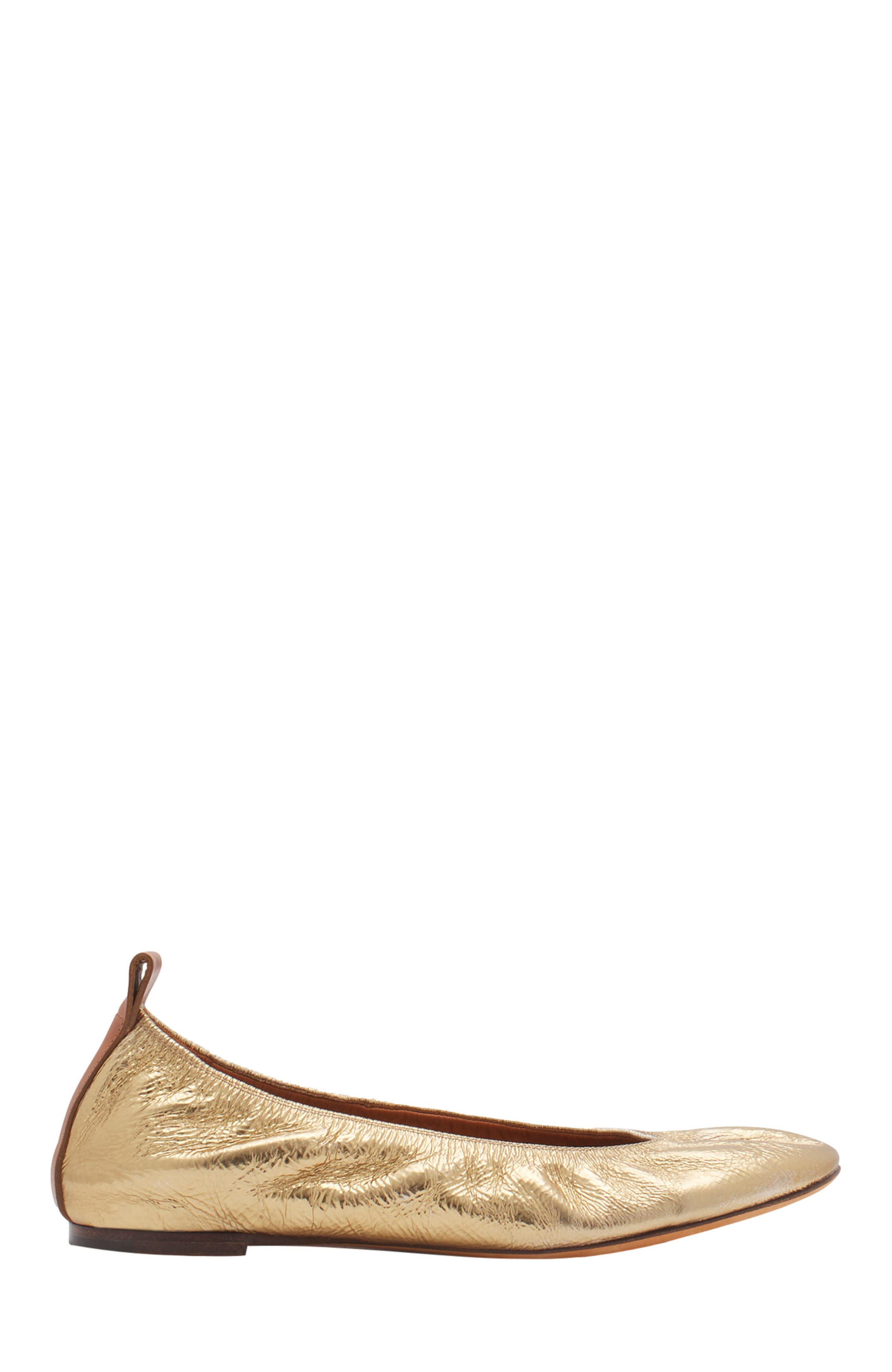 Lanvin The Ballerina Flat In Metallic Leather in Gold at Nordstrom - 1