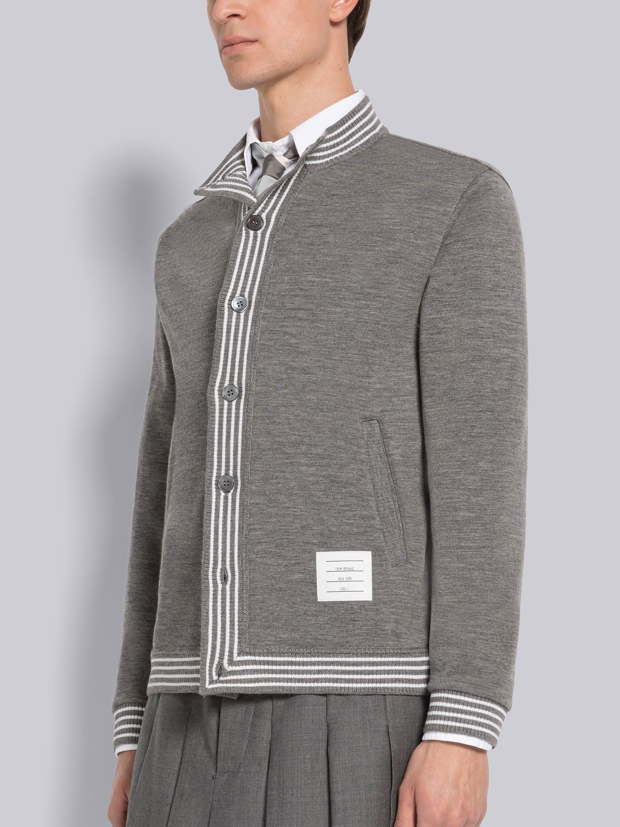 Wool Milano Funnel Neck Button Up Jacket - 2