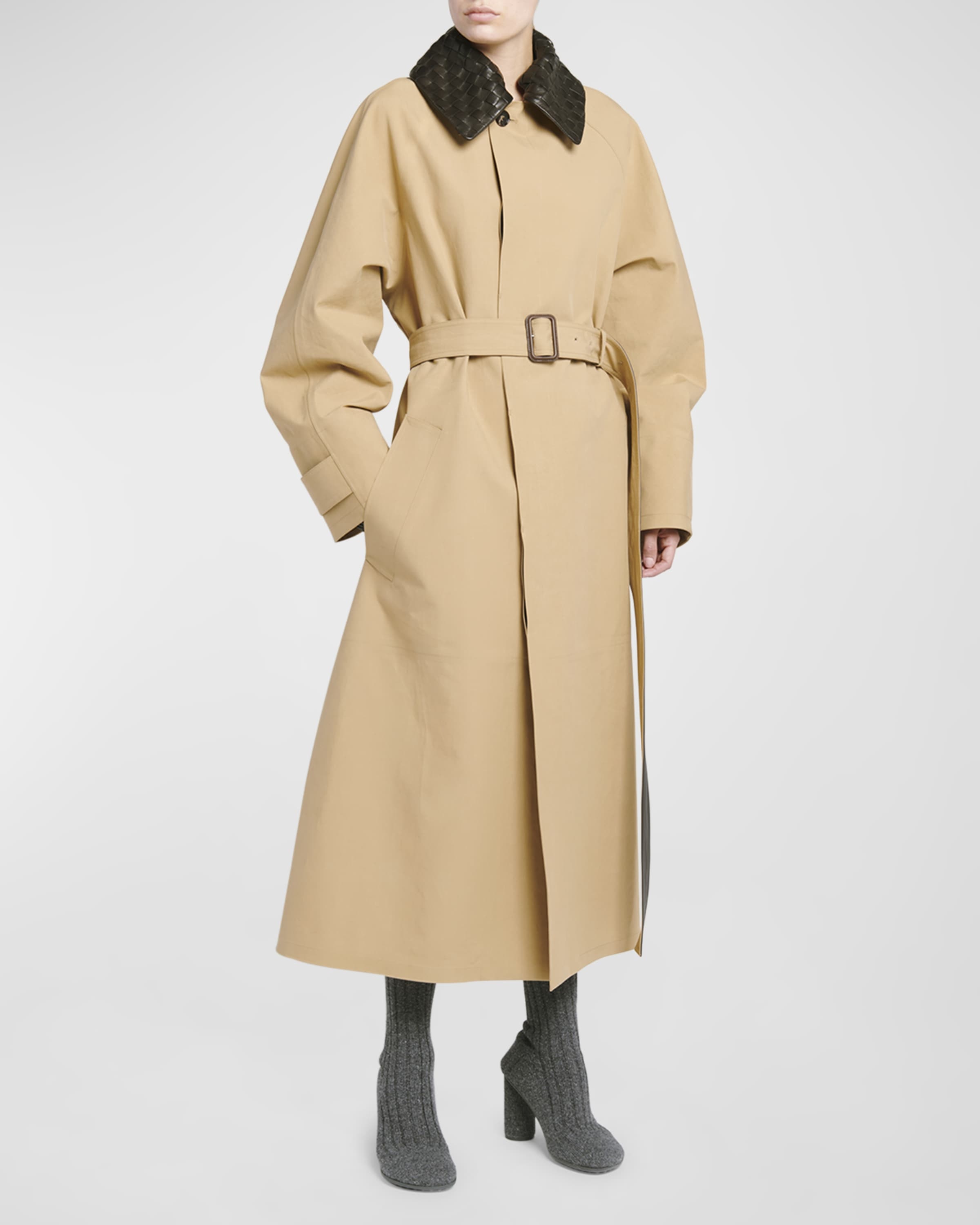 Bottega Veneta Waterproof Cotton Belted Trench Coat with