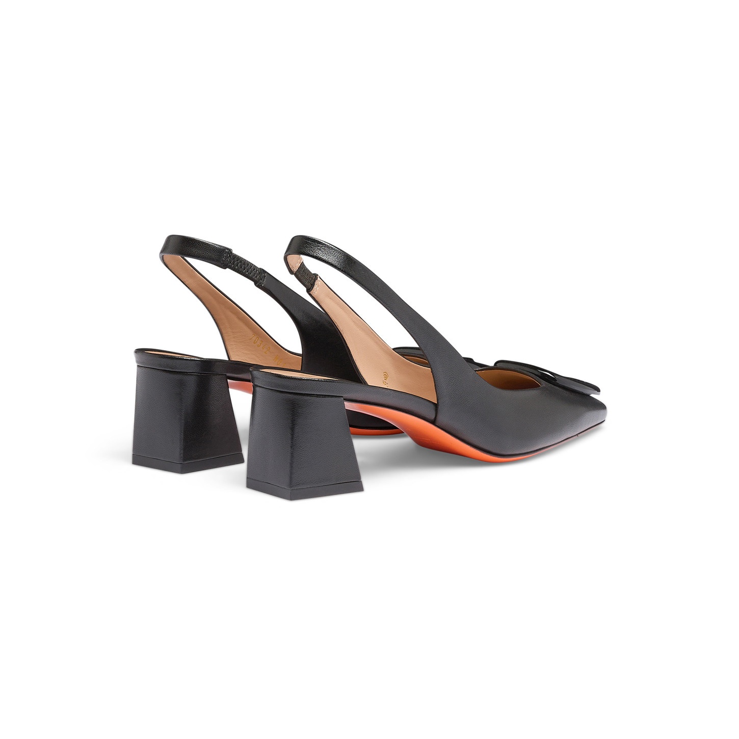 Women's black leather mid-heel slingback - 4