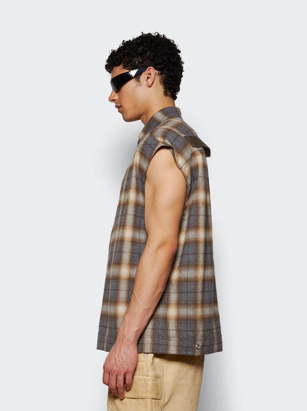 Sleeveless Jumbo Outershirt Grey Plaid - 3