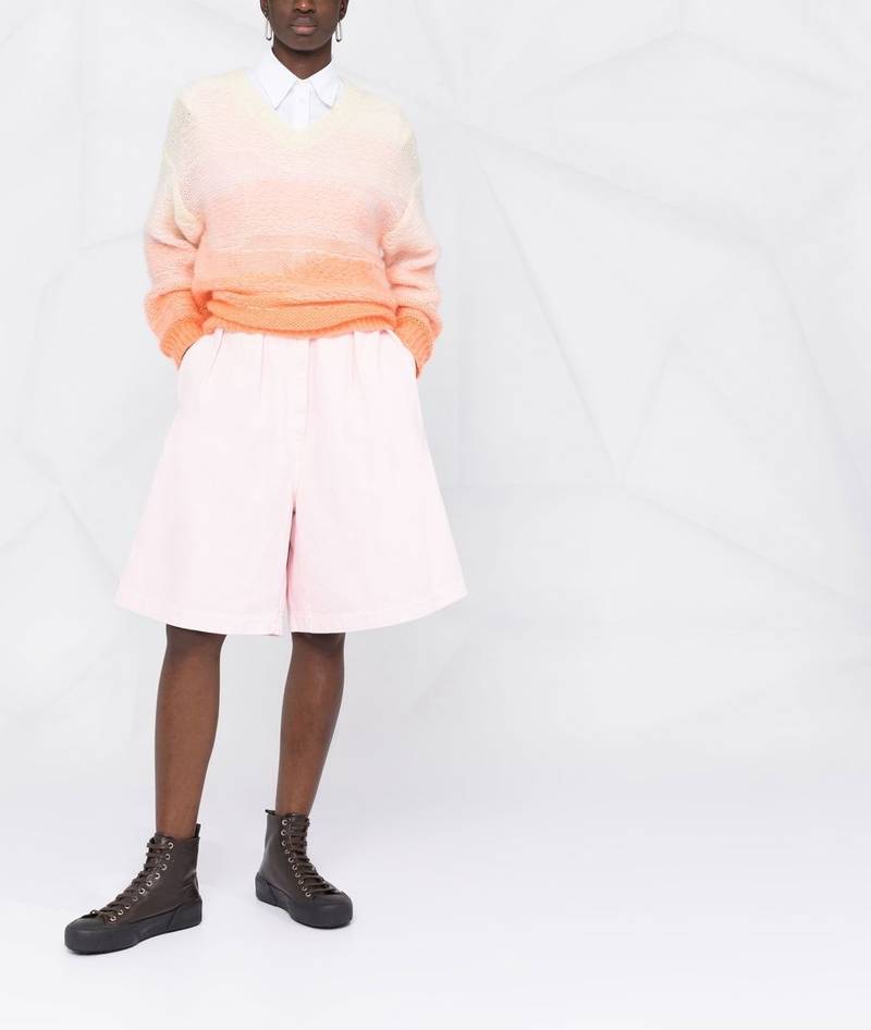 Raf Simons pleated denim shorts outlook