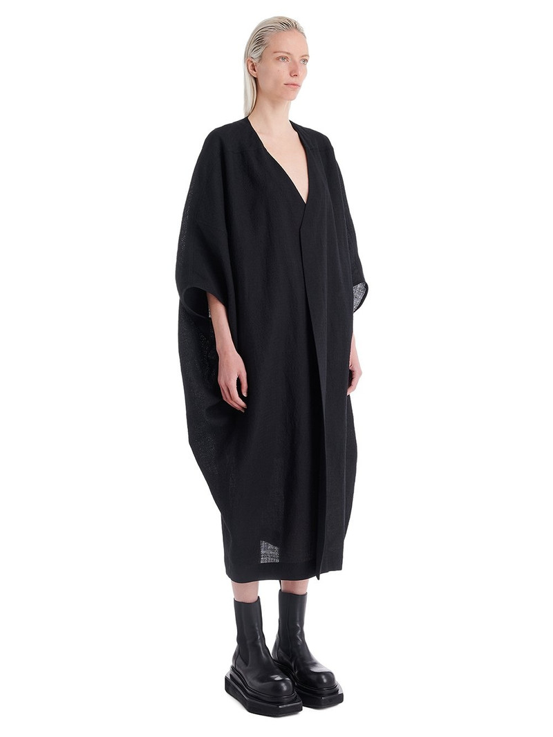 Rick Owens ruffled detailing single-breasted coat outlook
