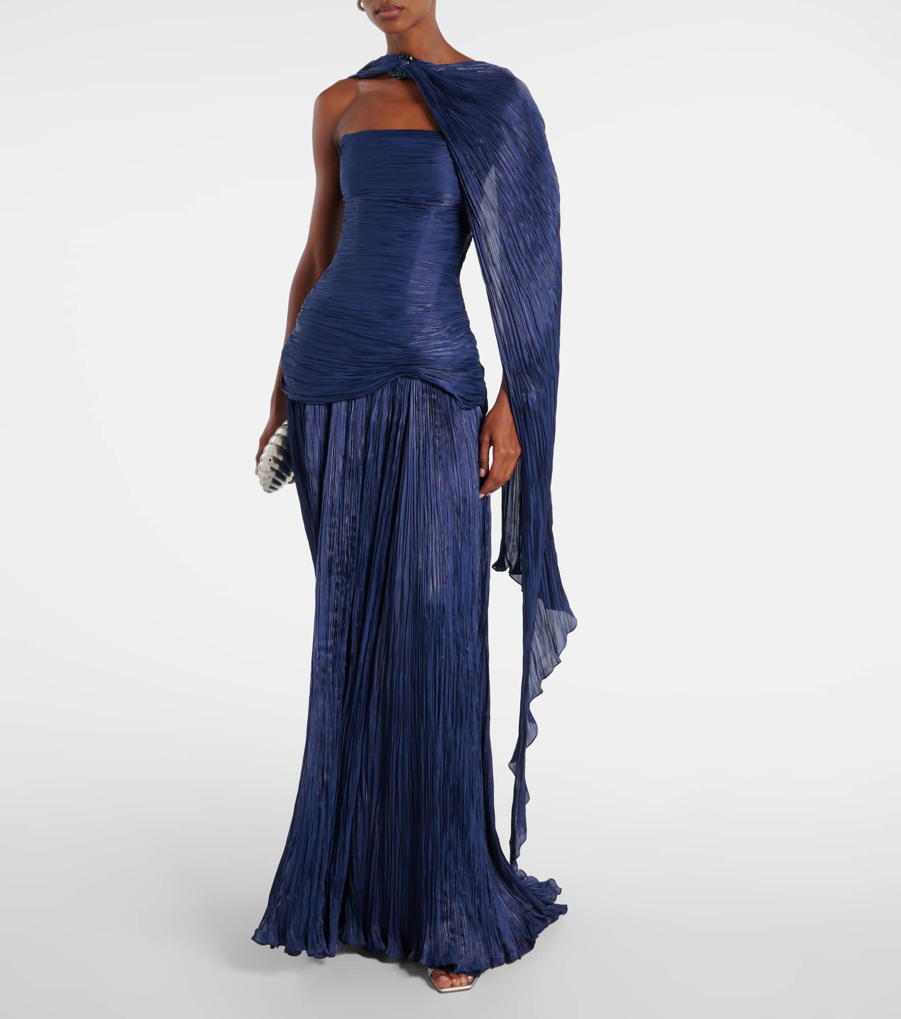 Pleated caped corset gown - 2