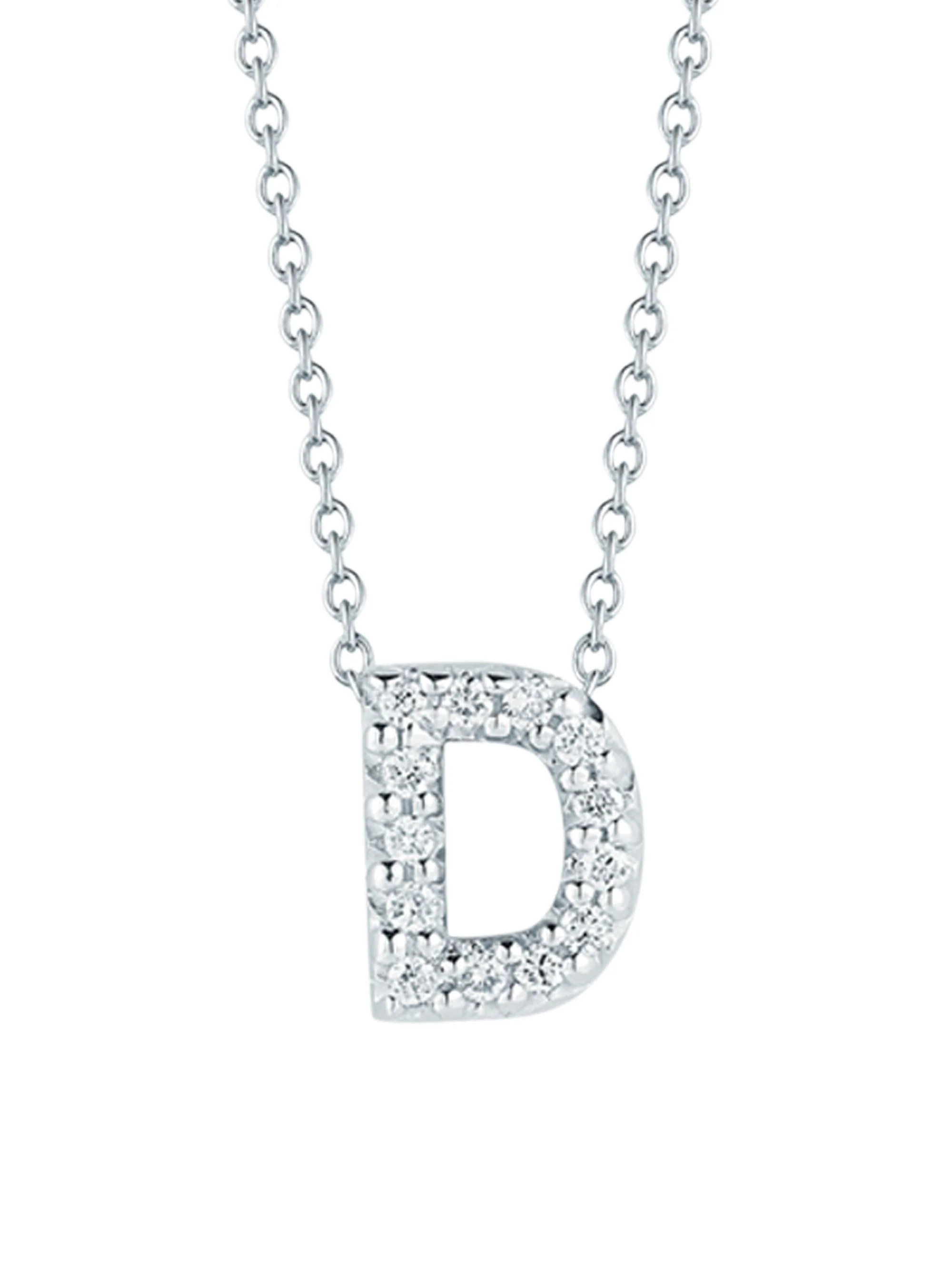 Women's Tiny Treasures 0.08 TCW Diamond & 18K White Gold Initial Necklace - Initial D - 1