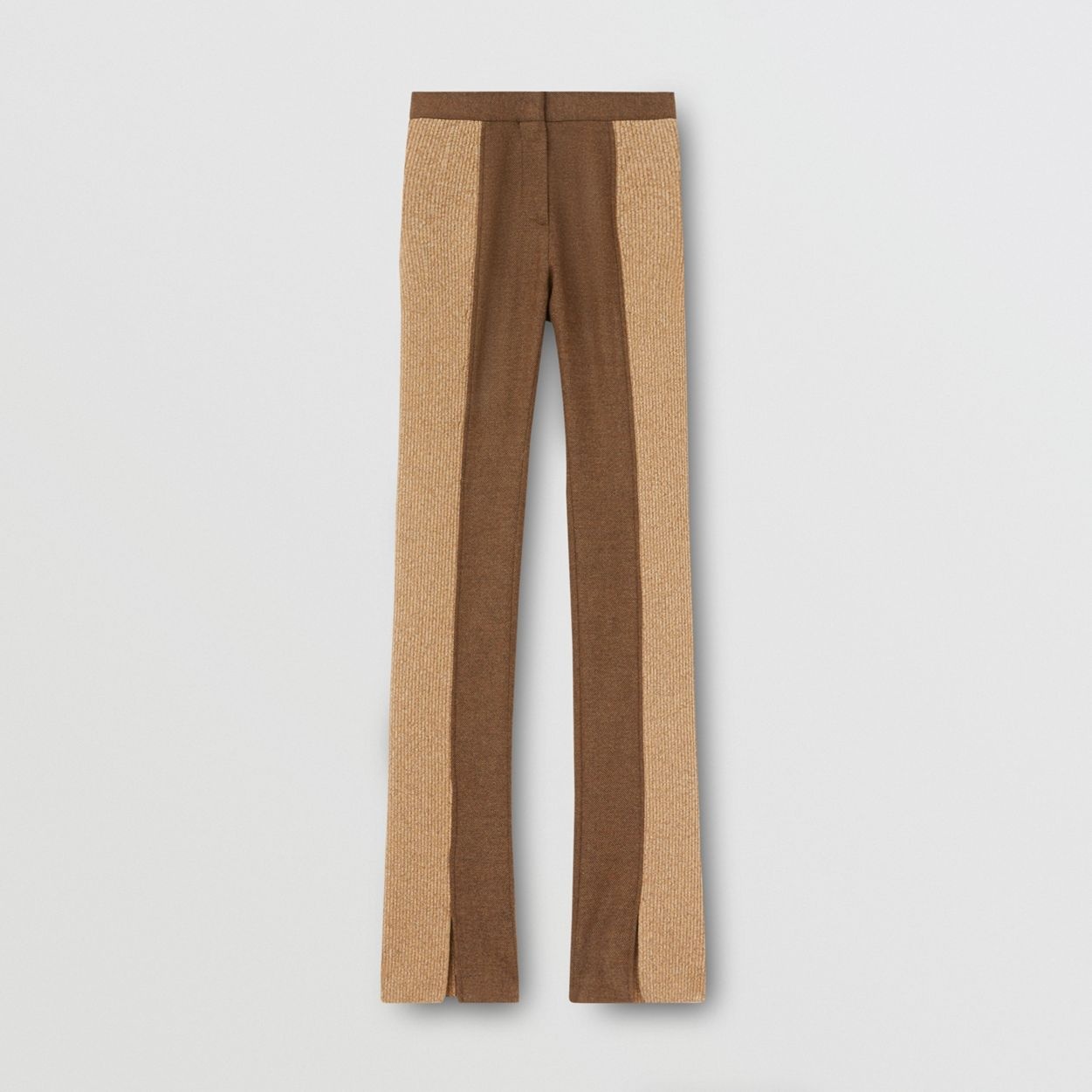 Rib Knit Panel Wool Cashmere Tailored Trousers - 1