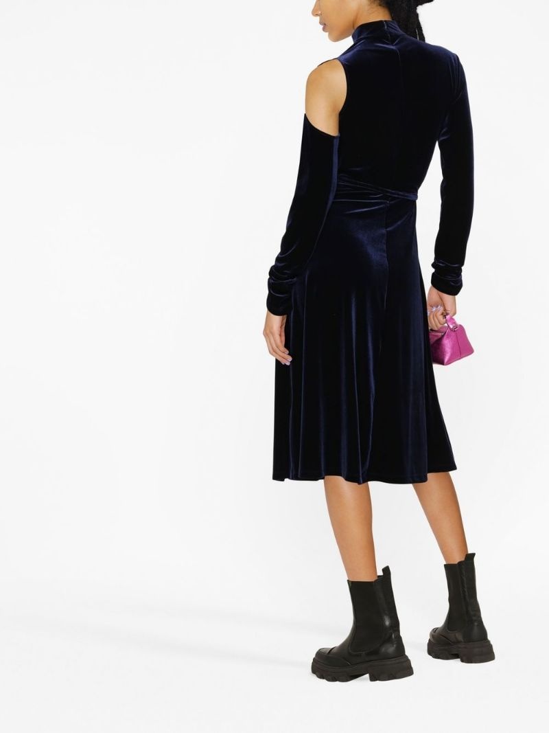 cut-out velvet wrap dress - 4