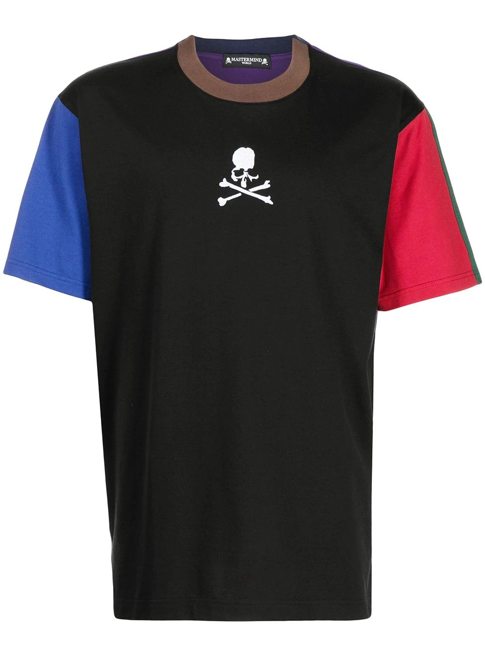 skull-print colourblock T-shirt - 1