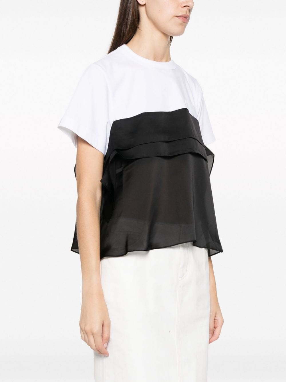 semi-sheer panel T-shirt - 3