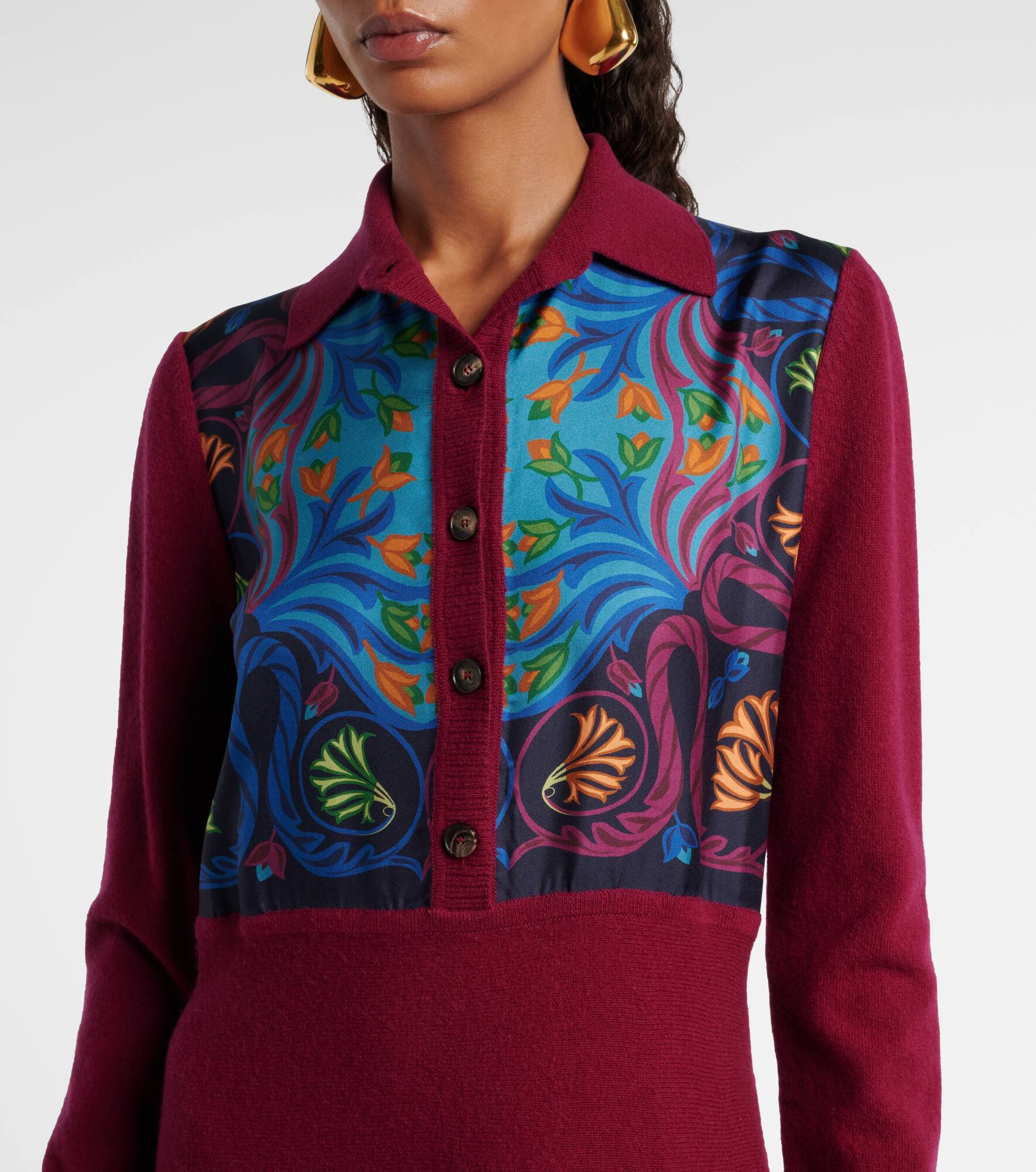 Silk, wool, and cashmere shirt dress - 4