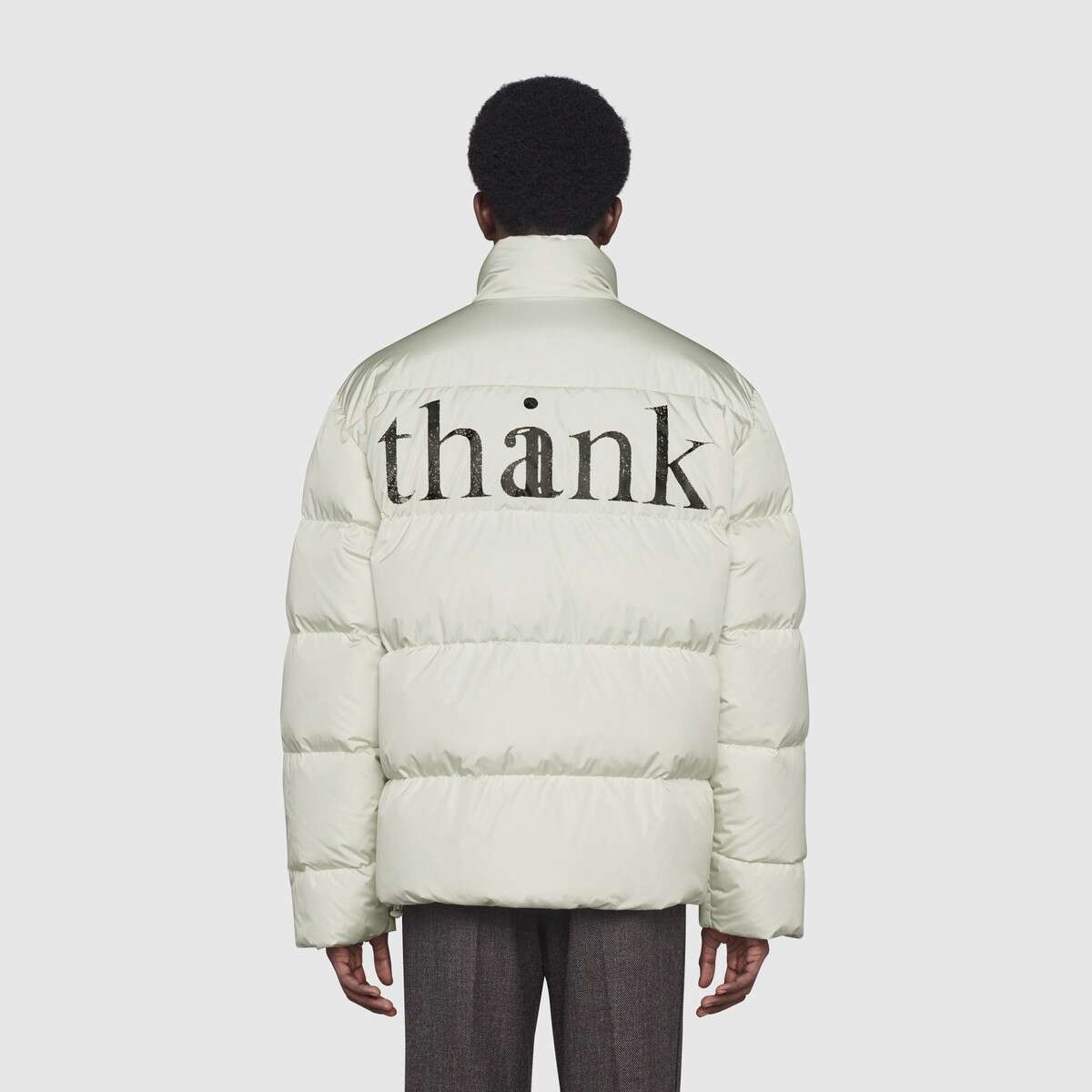 'think/thank' print nylon down jacket - 5