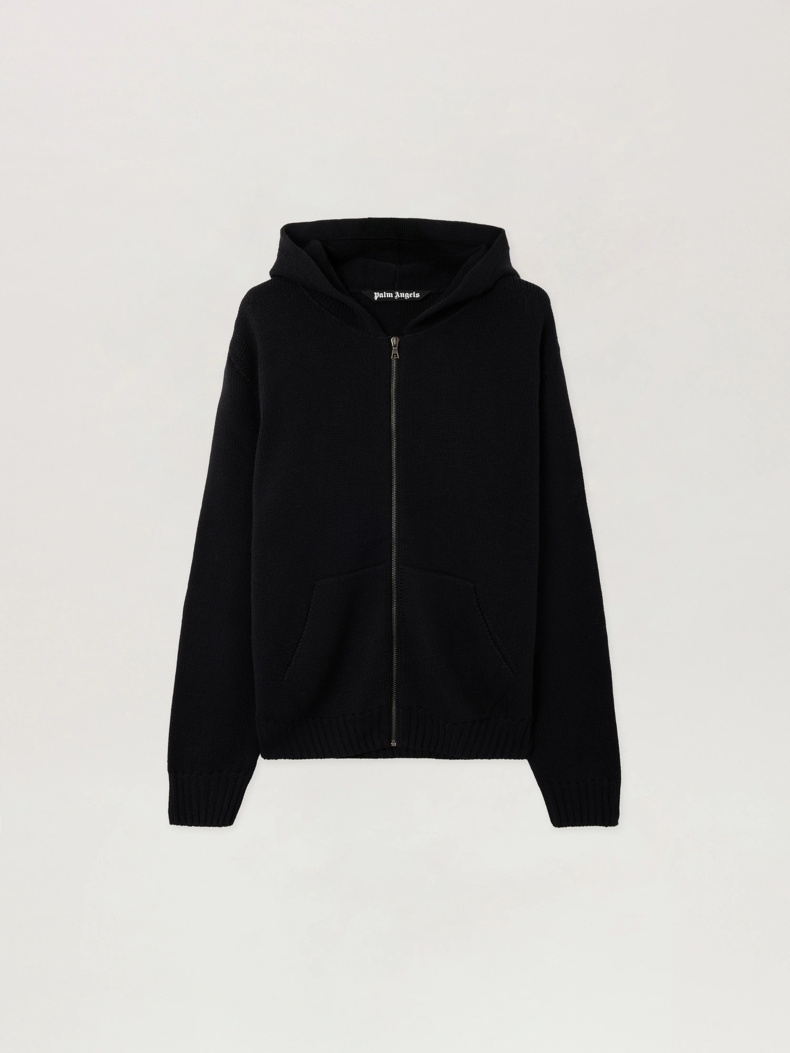 Curved Logo Knit Hoodie - 1
