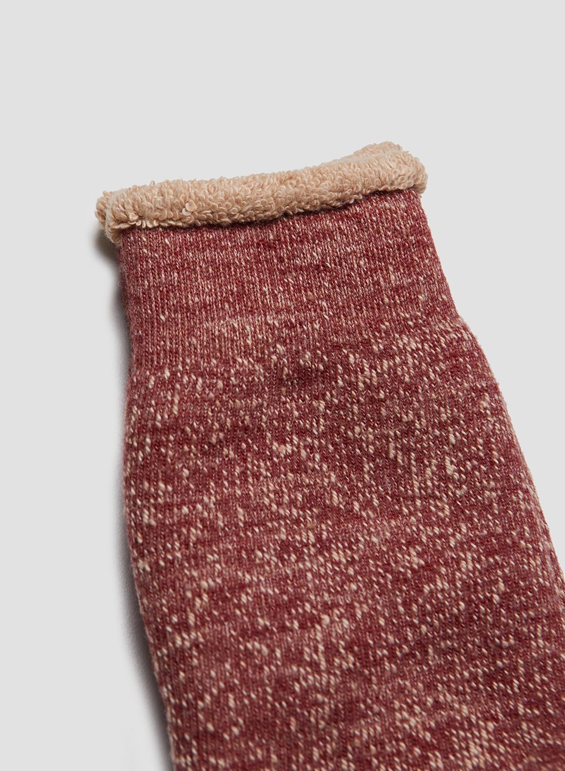 Rototo Double Face Crew Sock in Dark Red/Brown - 2