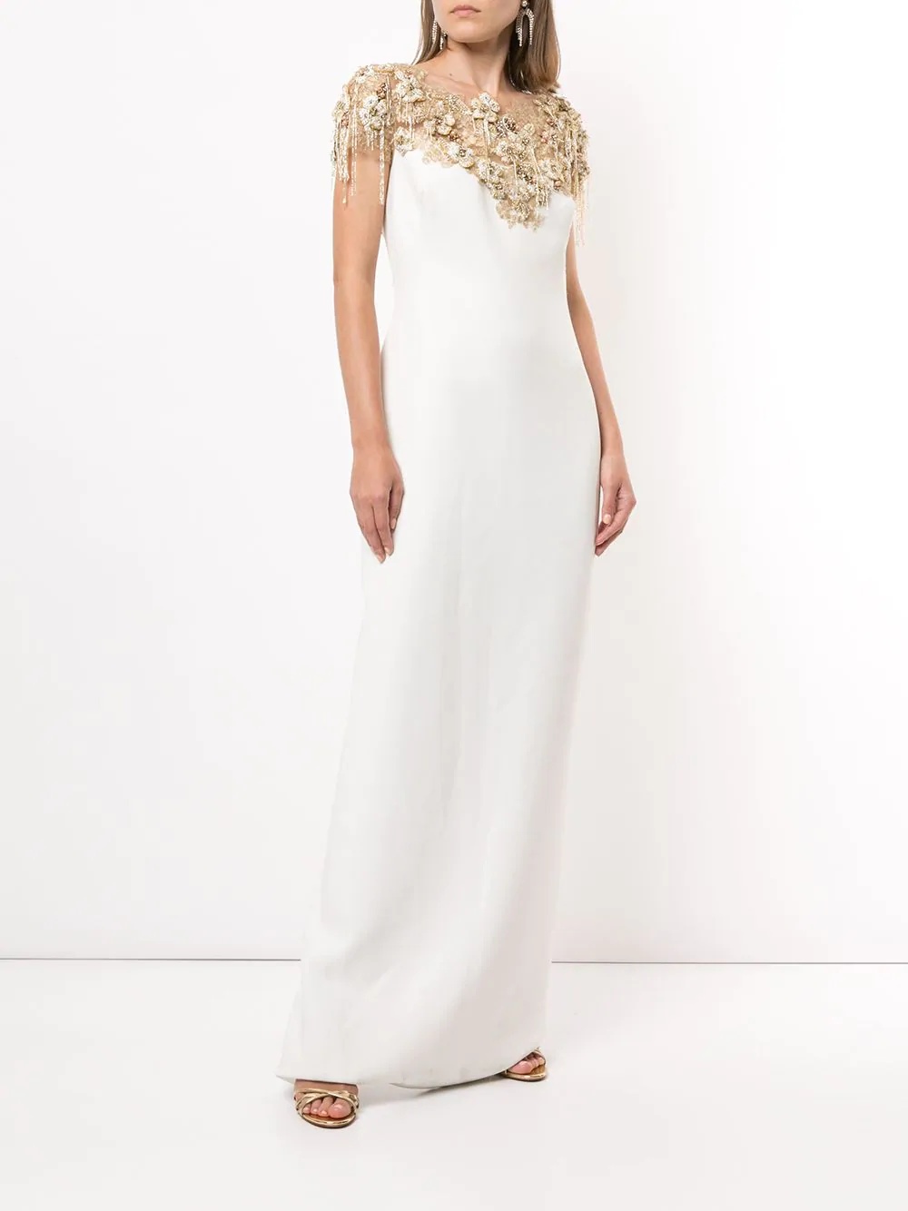 illusion neck-panel gown - 4