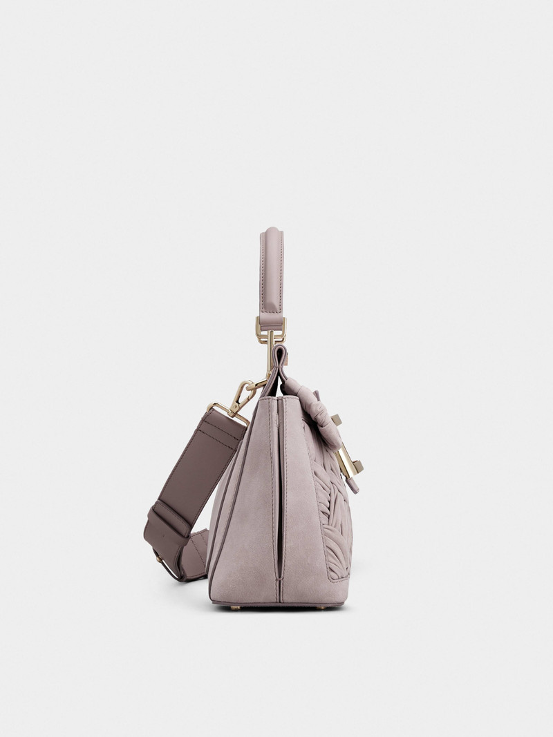 Viv' Cabas Foulard Metal Buckle Bag in Suede 4