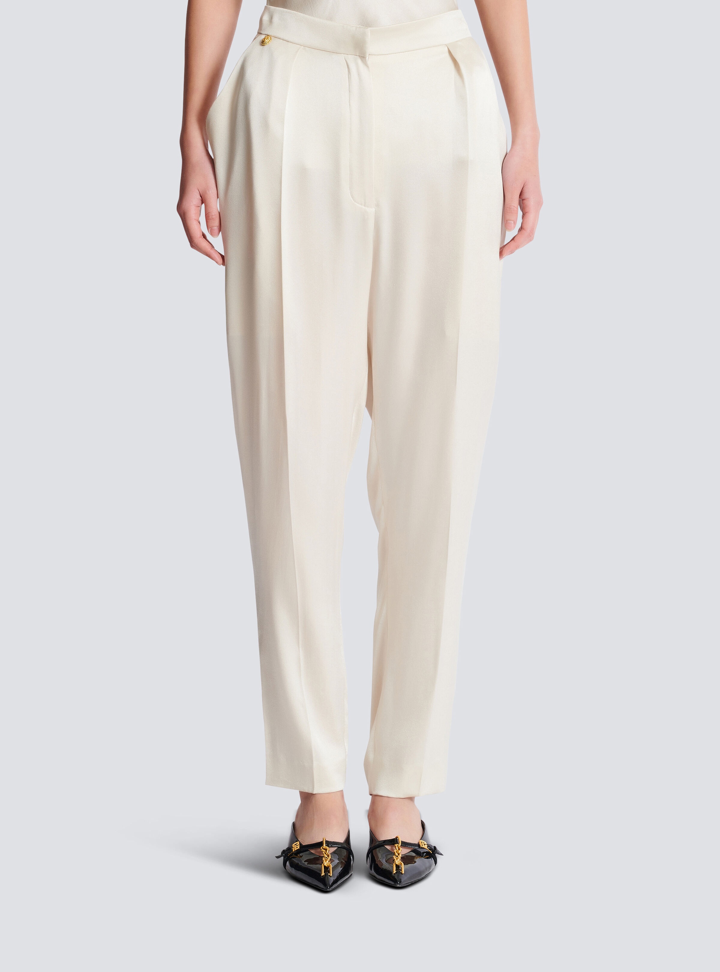 High-waisted silk trousers - 5
