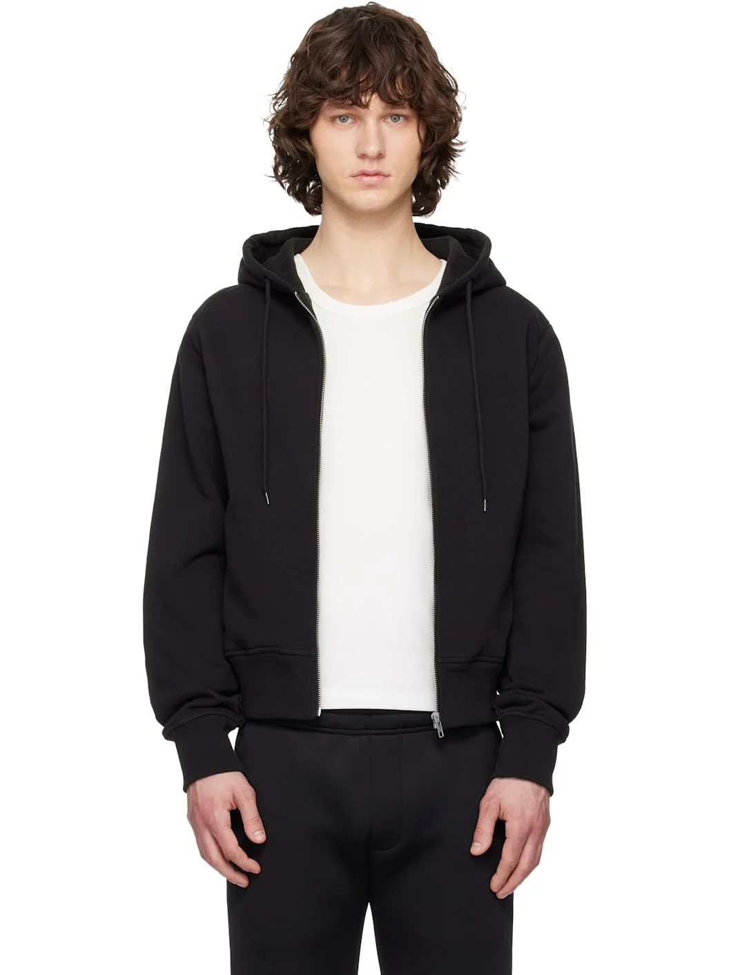 Black Slim Zip Up Hoodie - 1