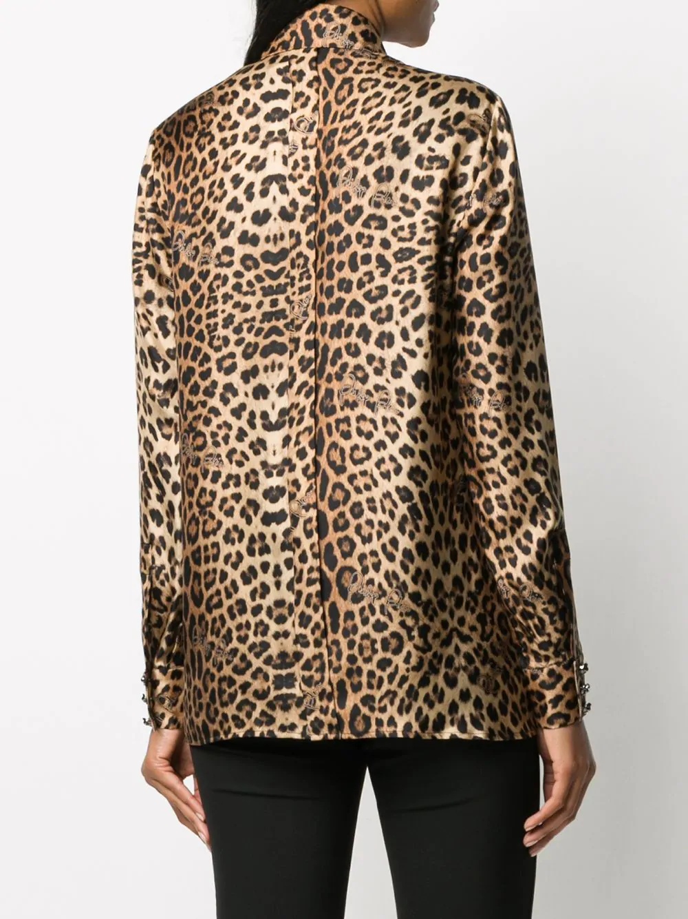 leopard-print logo silk shirt - 4