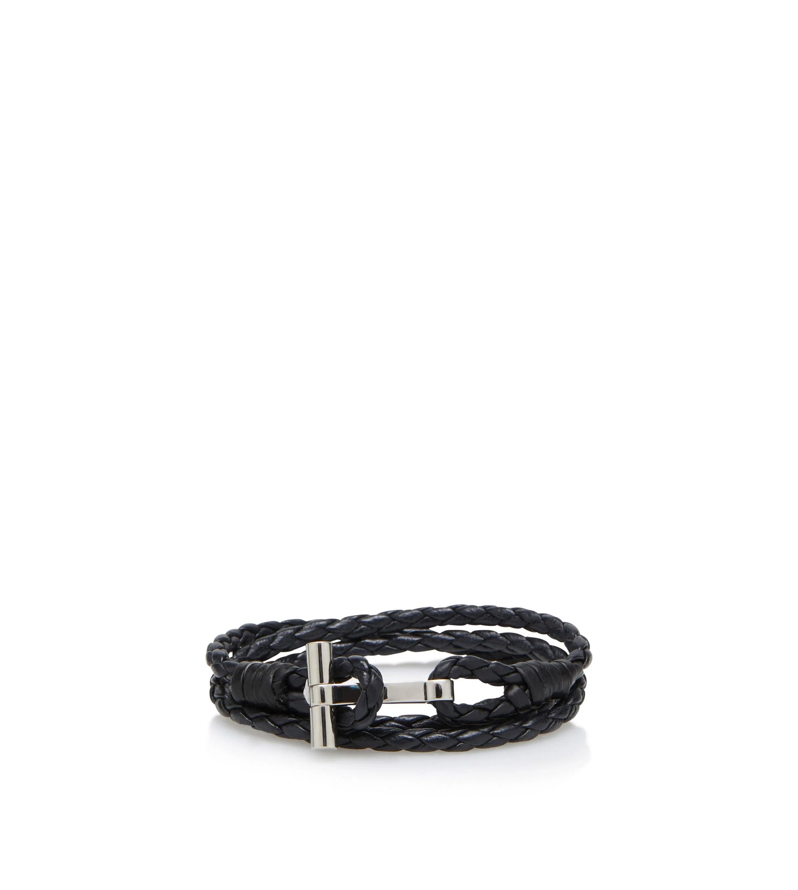 BRAIDED LEATHER T BRACELET - 1