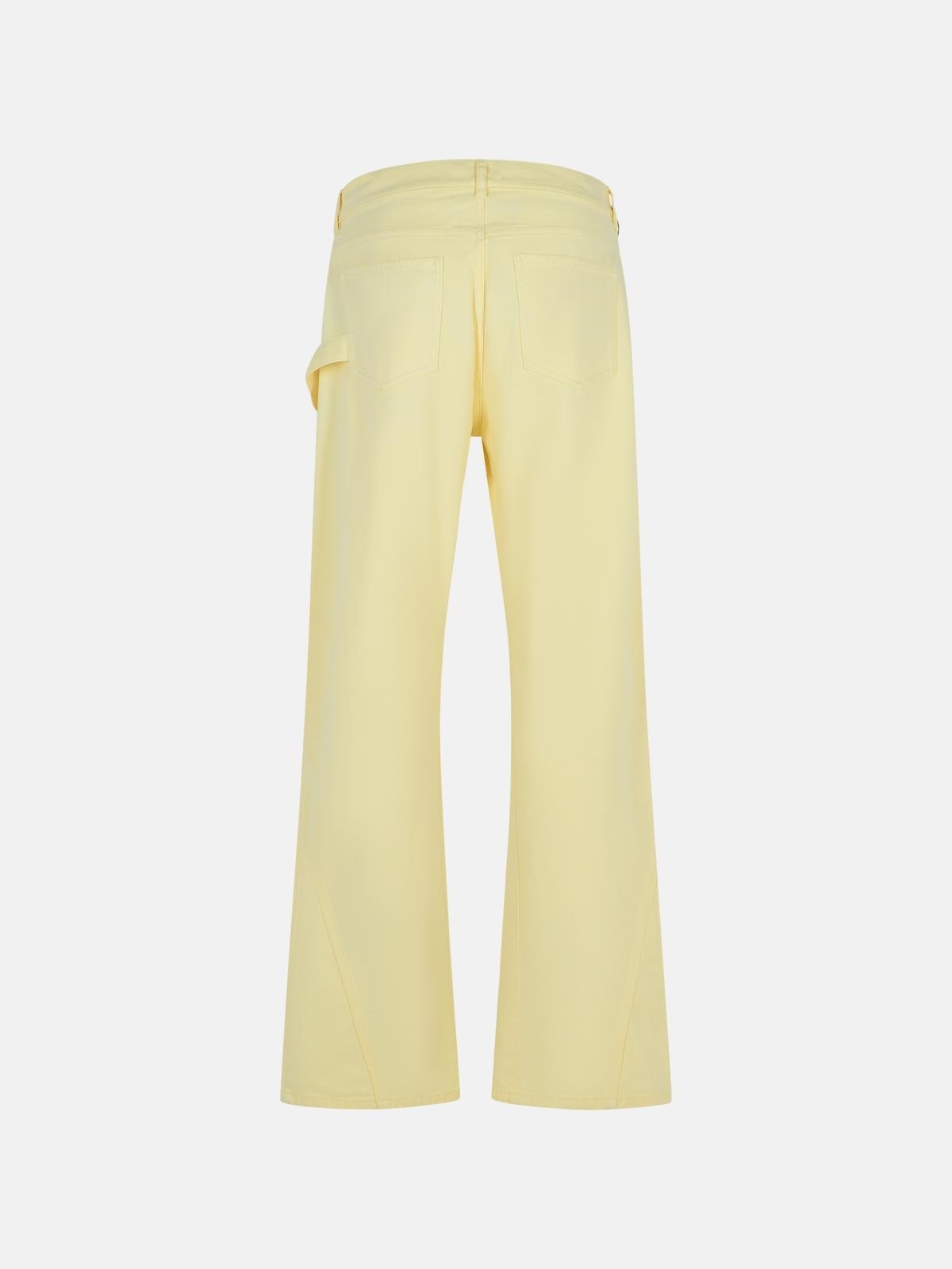 WORKWEAR' COTTON PANTS WITH YELLOW TWISTED LEG - 3