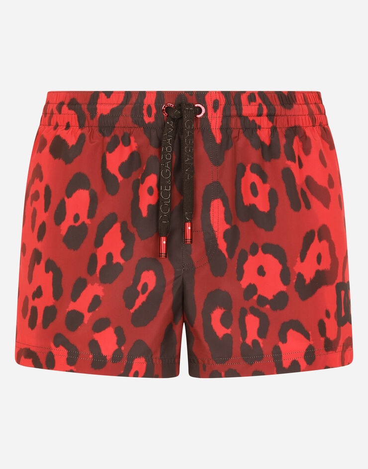 Short swim trunks with leopard print - 1