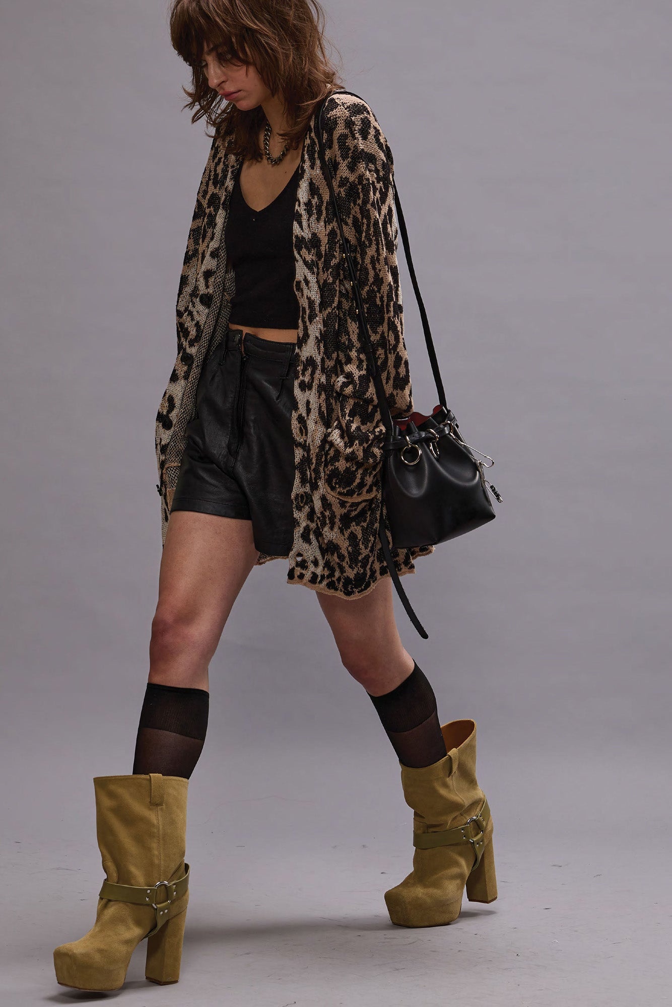 BOYFRIEND CARDIGAN - LIGHT LEOPARD JACQUARD - 2