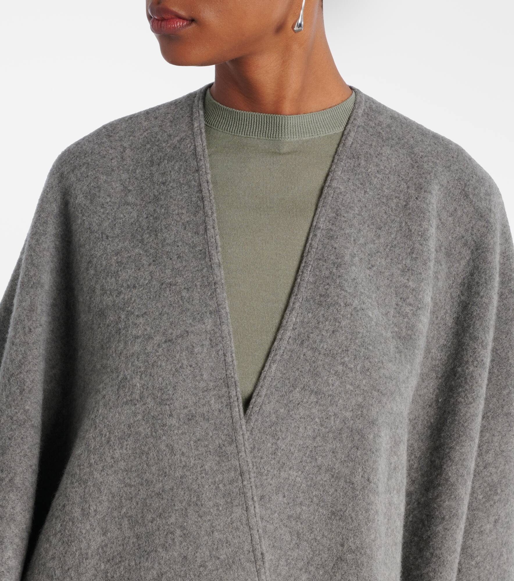 Hilde fringed wool jacquard cape - 4