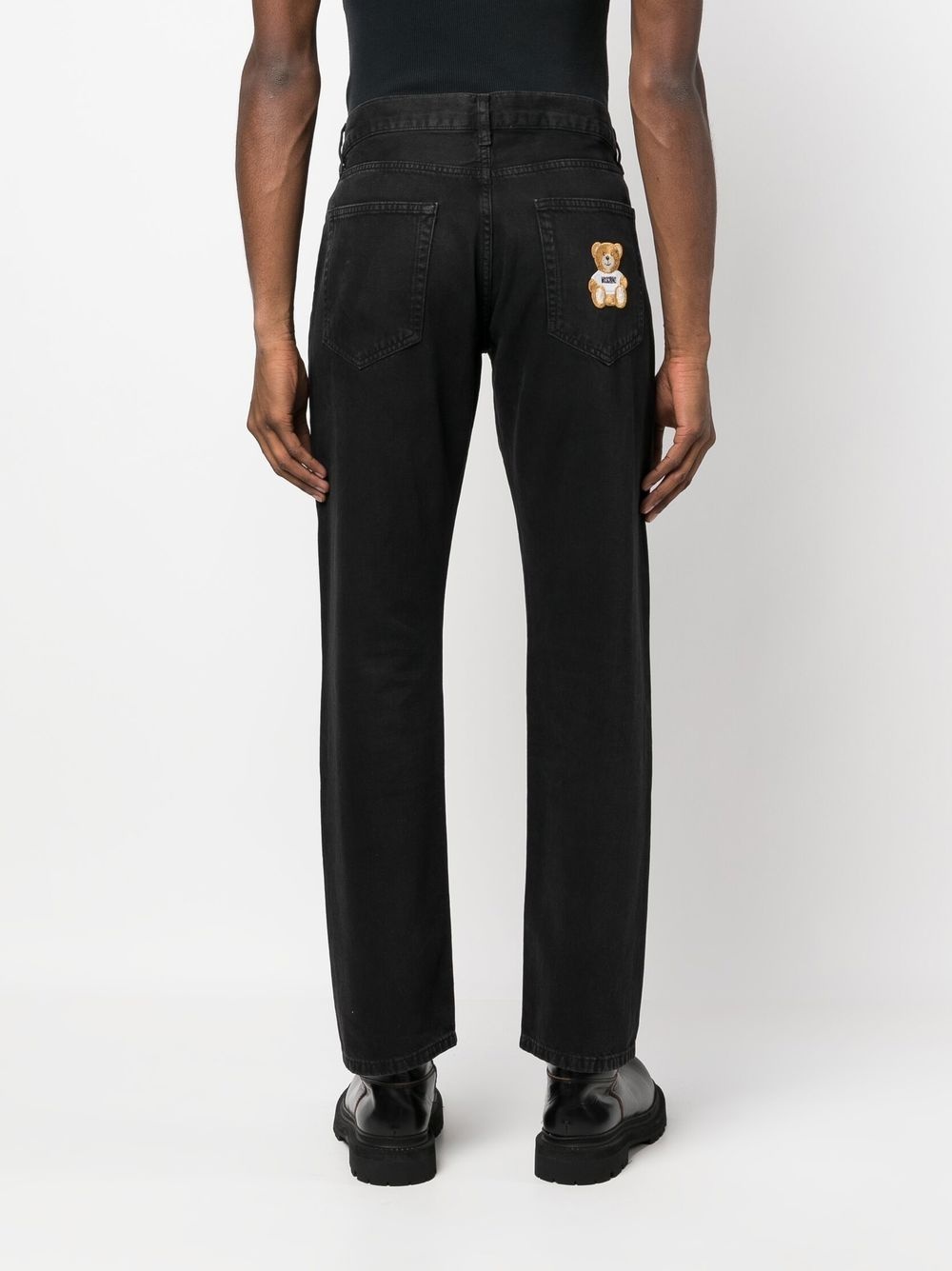embroidered-teddy detail jeans - 4