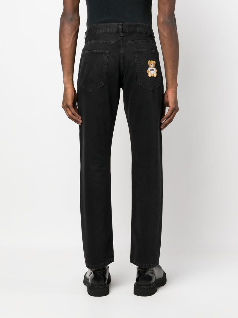 embroidered-teddy detail jeans 4