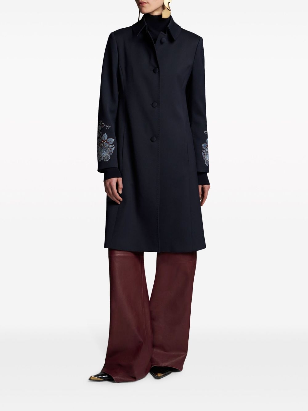 embroidered gabardine coat - 3