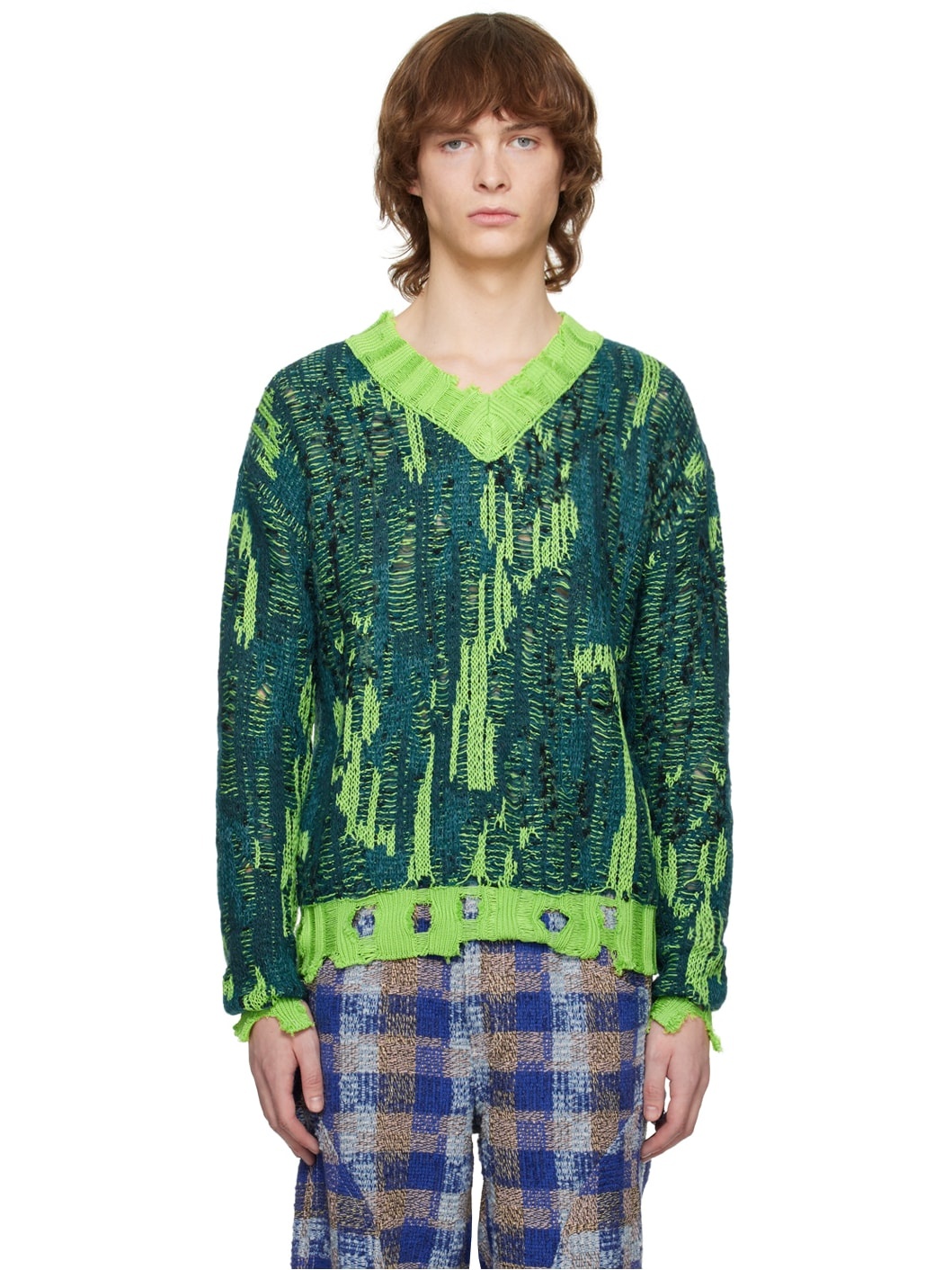 Blue & Green Theydon Spider Sweater - 1