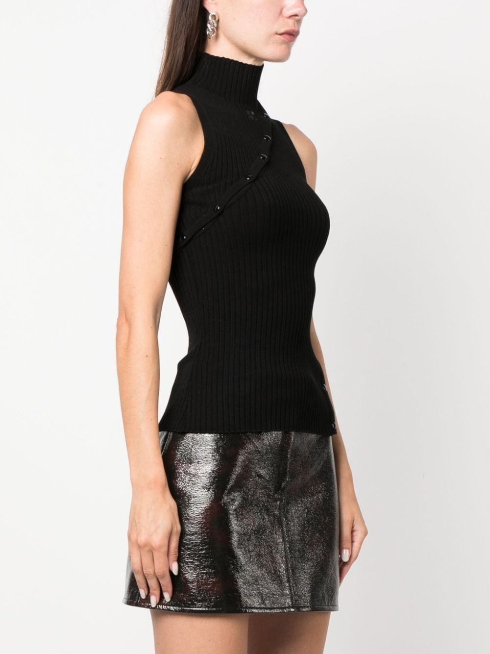 logo-embroidered ribbed tank top - 3