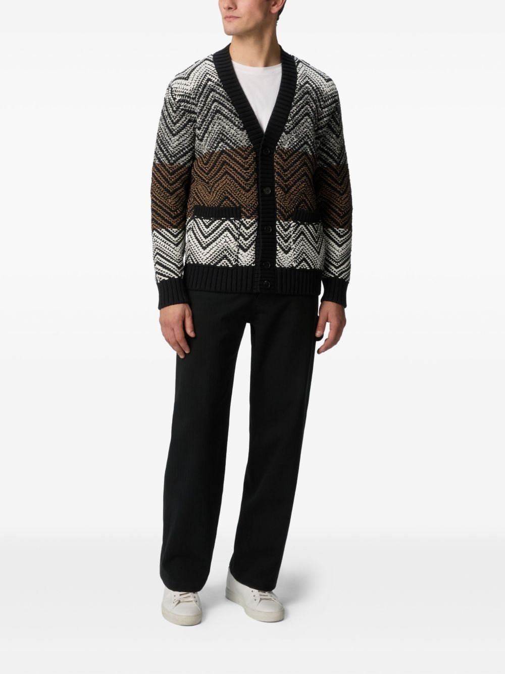 chevron-knit cardigan - 2