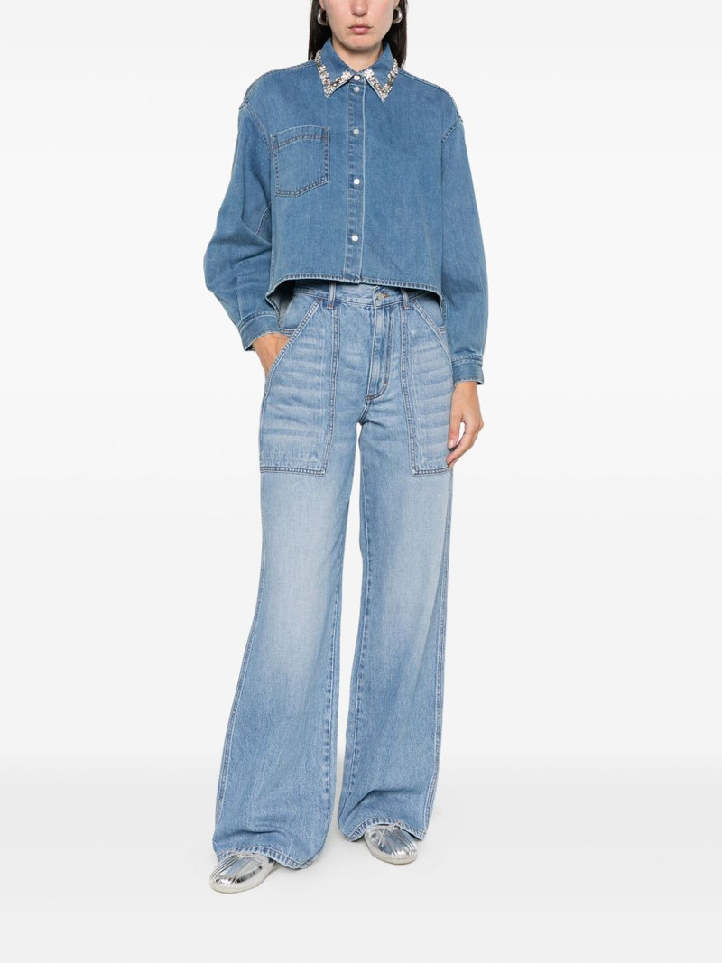 Sandro embellished-collar denim shirt outlook